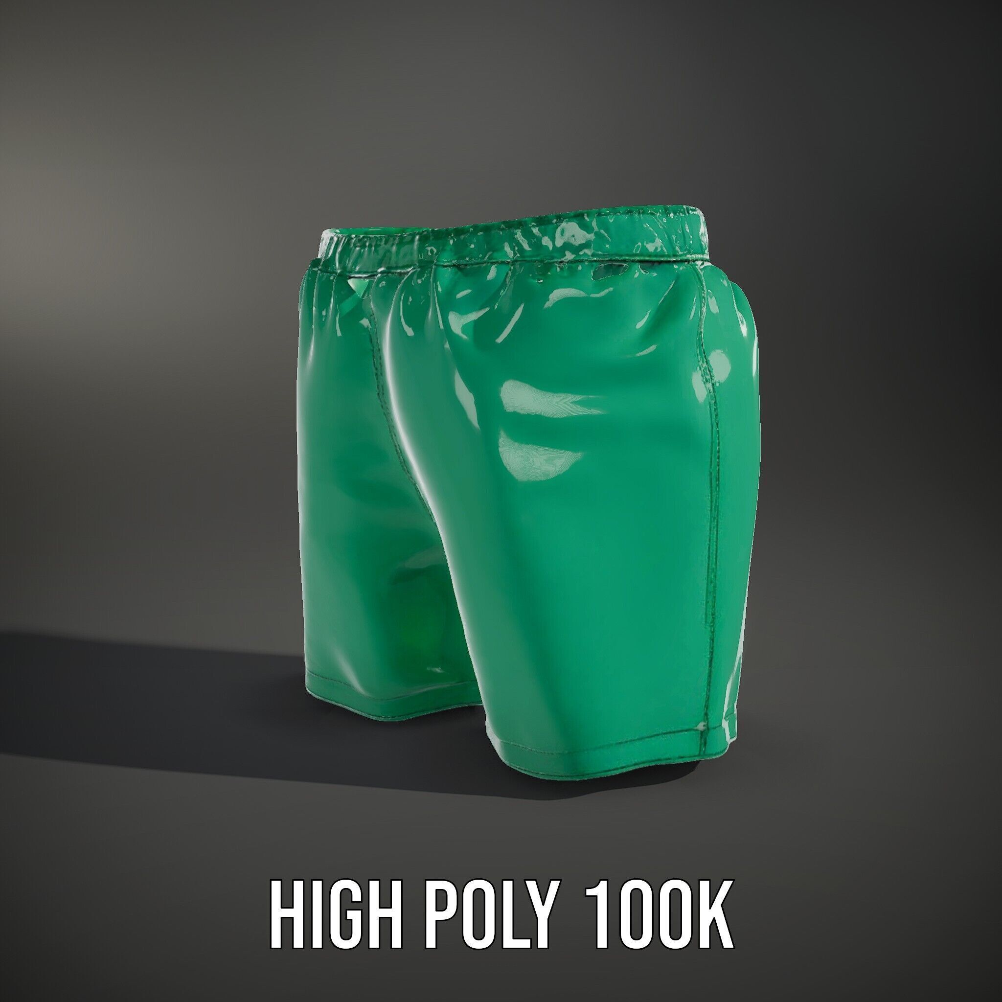 Green Satin Shorts Model Pack with Detailed Textures Low-poly 3D model_11