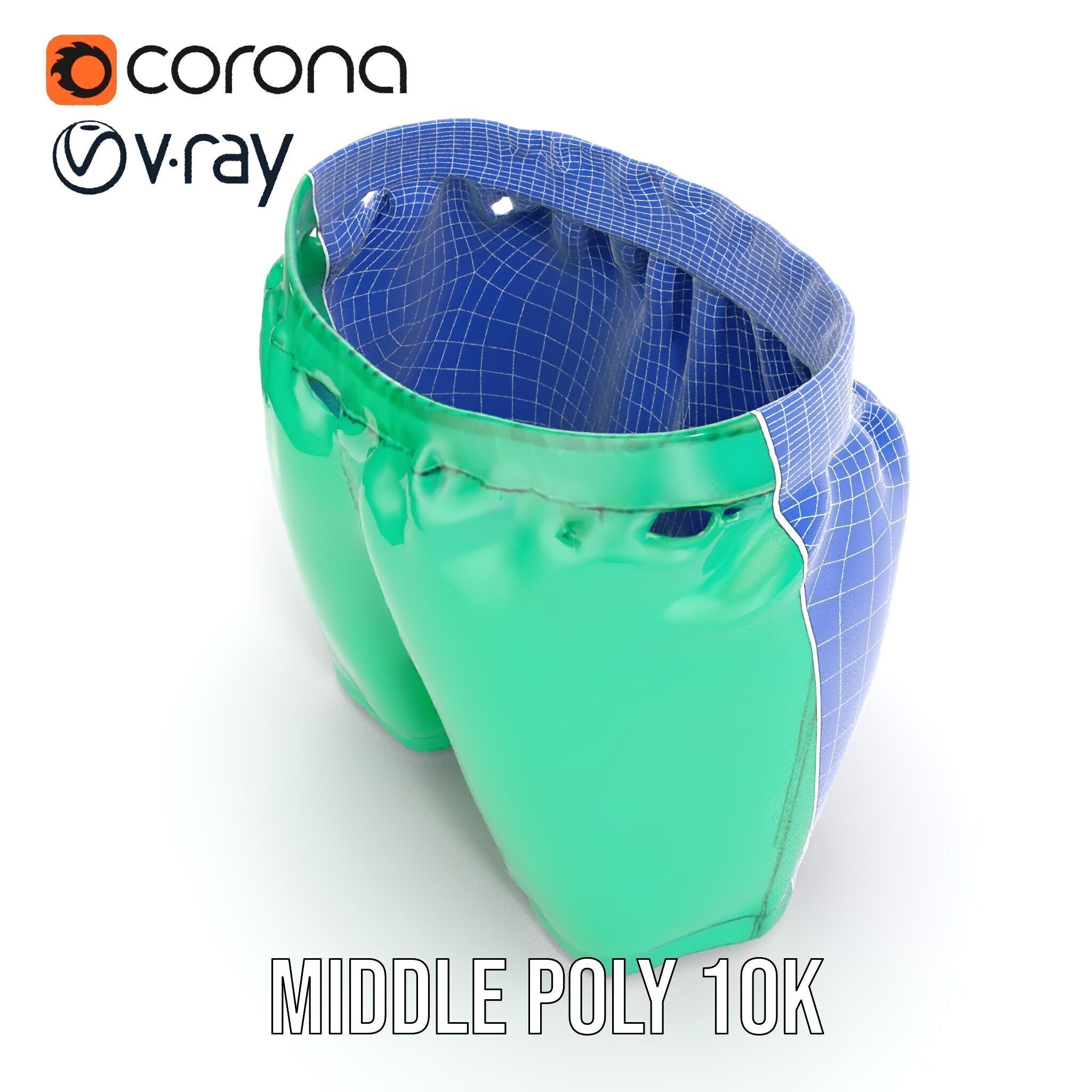 Green Satin Shorts Model Pack with Detailed Textures Low-poly 3D model_23