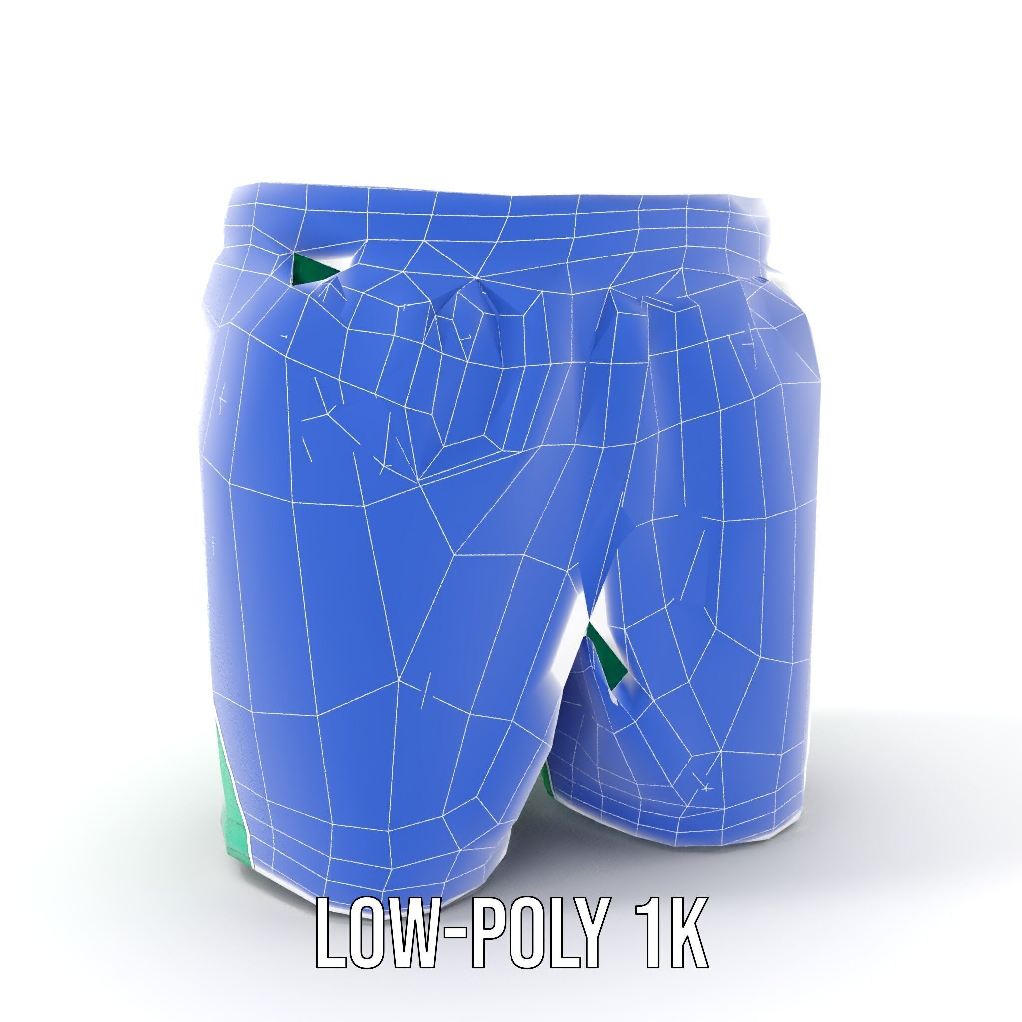 Green Satin Shorts Model Pack with Detailed Textures Low-poly 3D model_10
