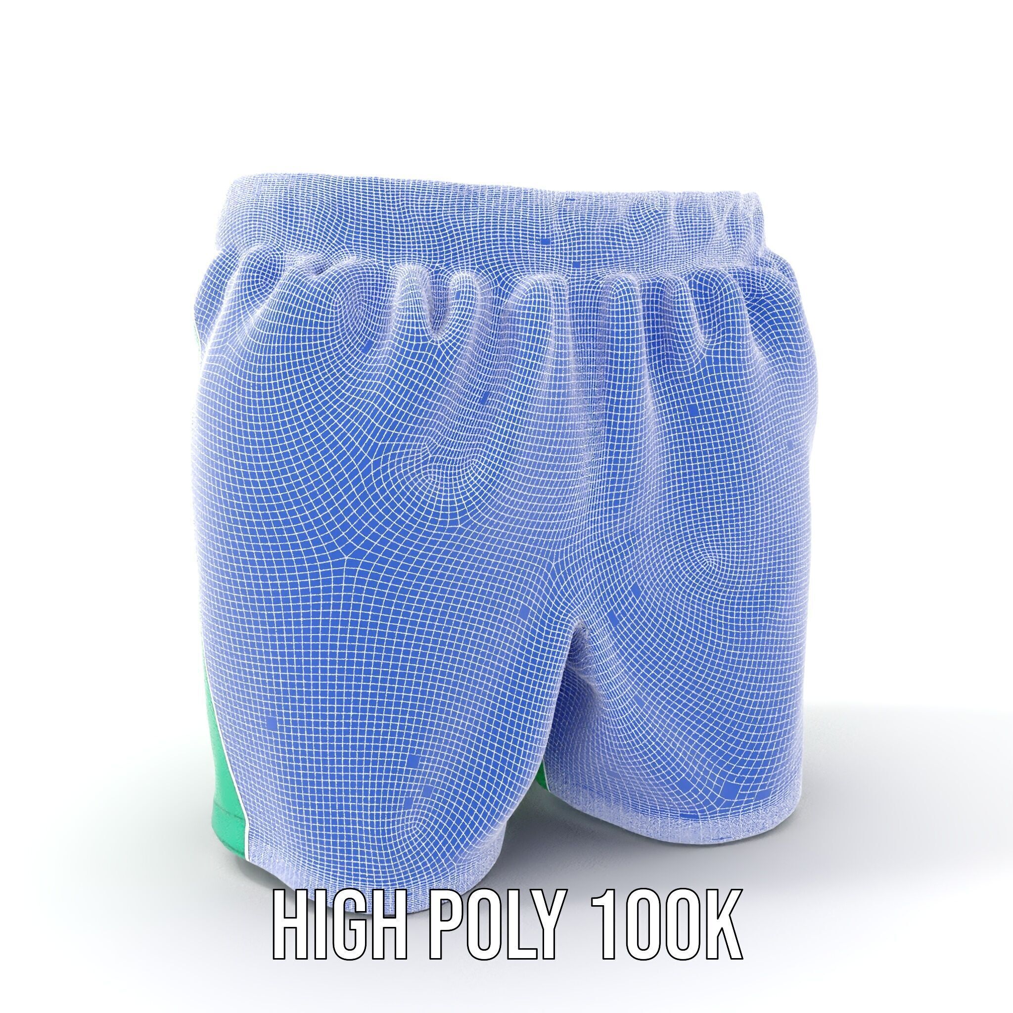 Green Satin Shorts Model Pack with Detailed Textures Low-poly 3D model_4