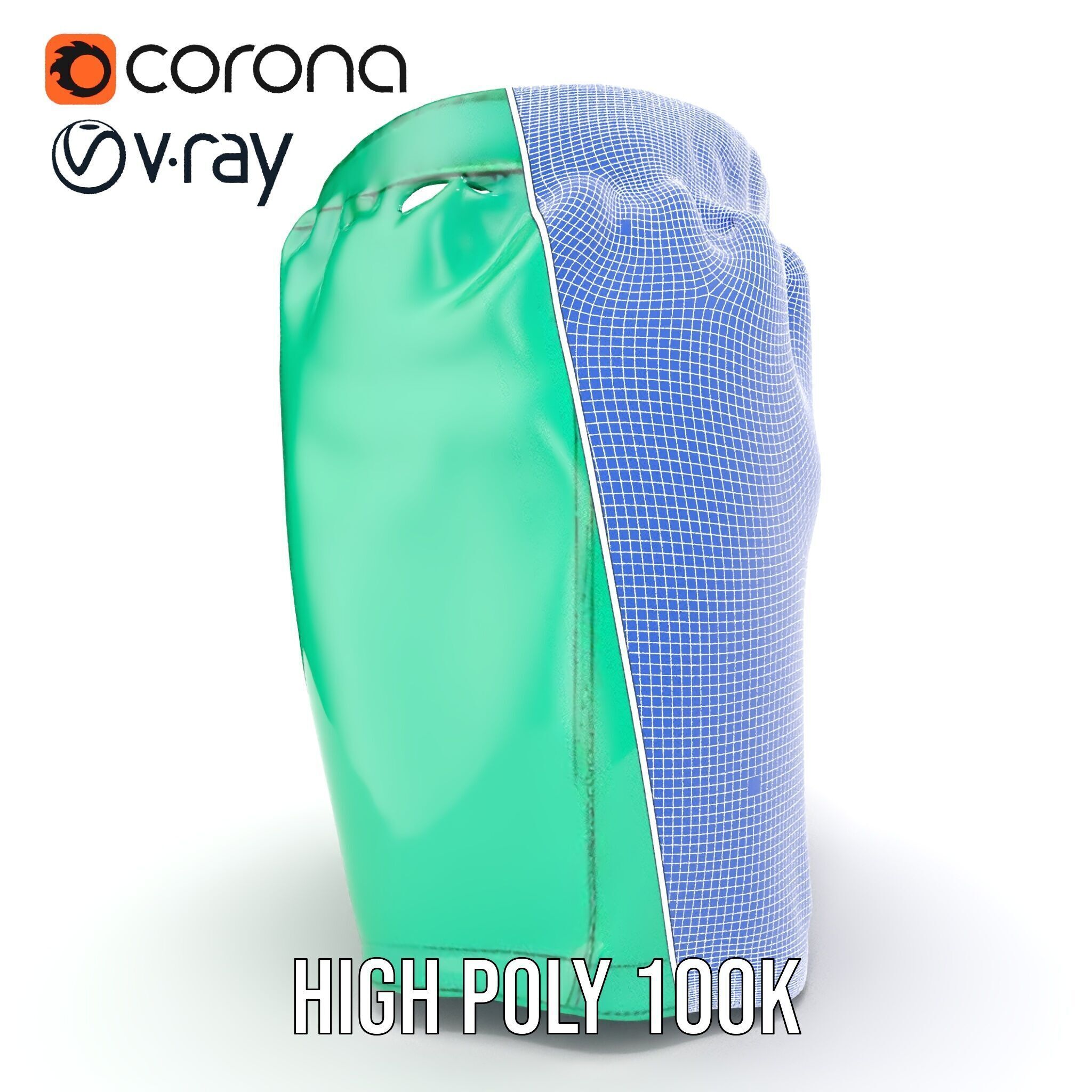 Green Satin Shorts Model Pack with Detailed Textures Low-poly 3D model_36