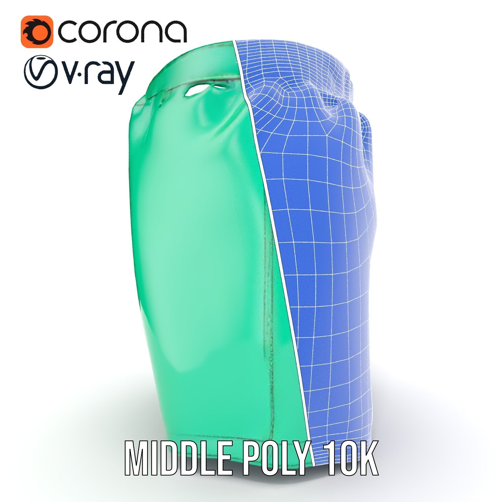 Green Satin Shorts Model Pack with Detailed Textures Low-poly 3D model_30