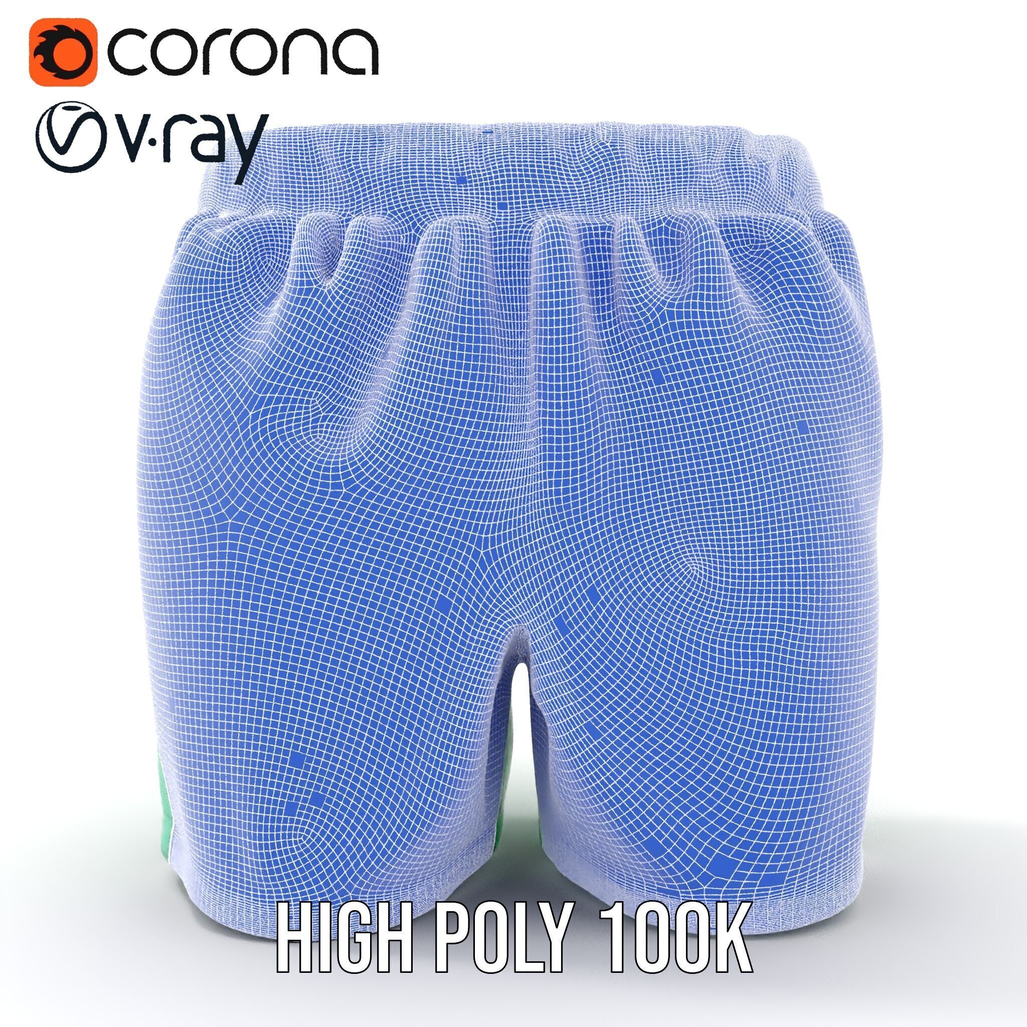 Green Satin Shorts Model Pack with Detailed Textures Low-poly 3D model_37