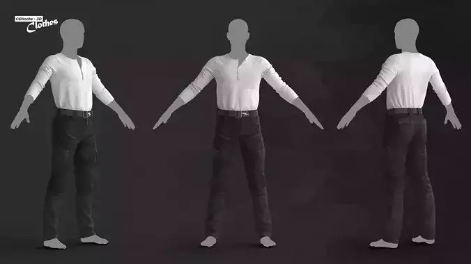 Men Casual Wear T-shirt - 119 Marvelous Designer and Clo3D