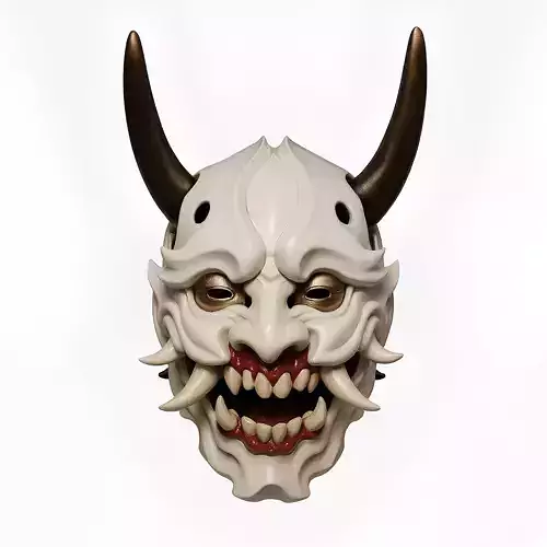 Japanese White Fang Oni Beast Hannya Nipponese mask toy 3D print model