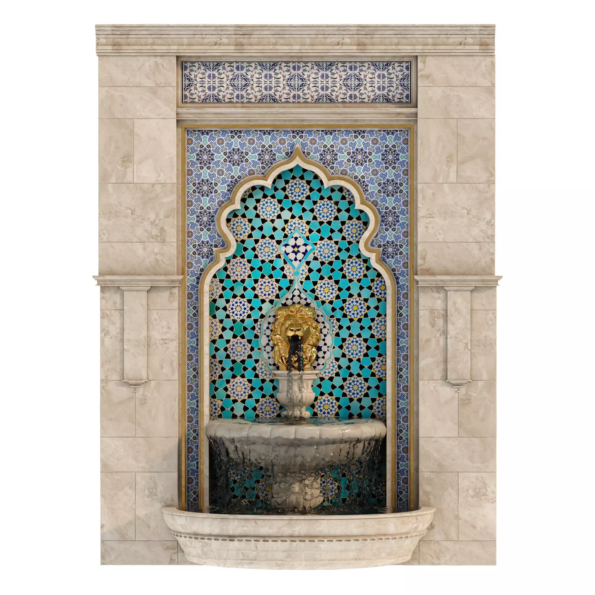 Classical Lion Head Wall Fountain Set 635 3D model_0