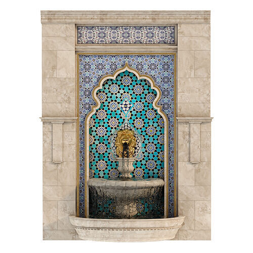 Classical Lion Head Wall Fountain Set 635 3D model