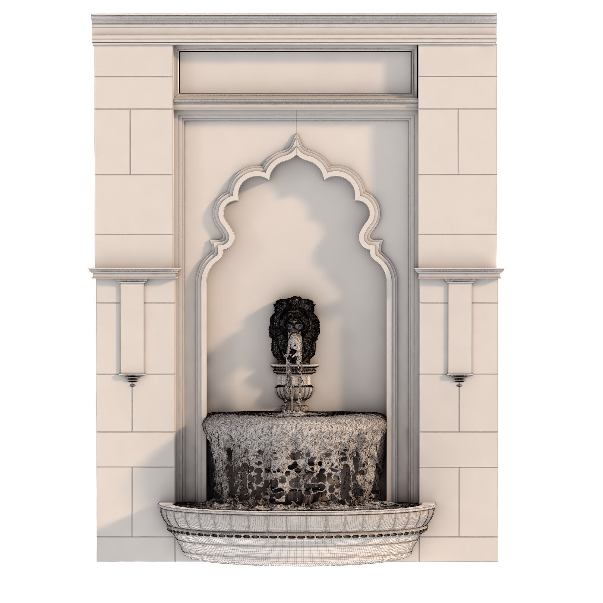 Classical Lion Head Wall Fountain Set 635 3D model_4