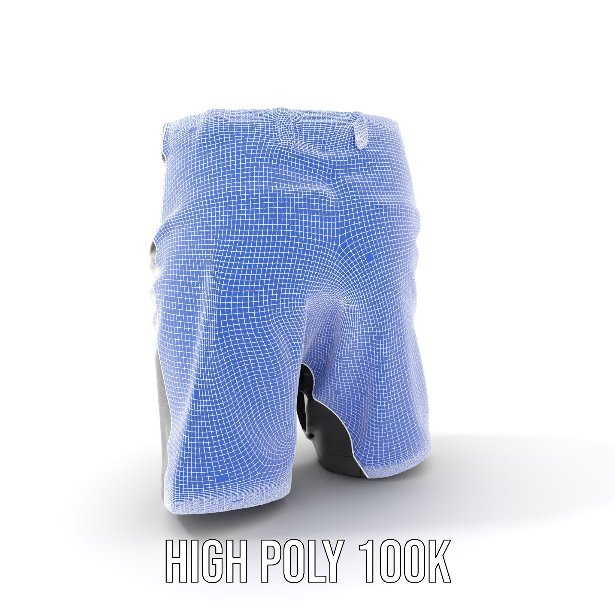 D Shorts Model Pack  Realistic Black Fabric Low-poly 3D model_4