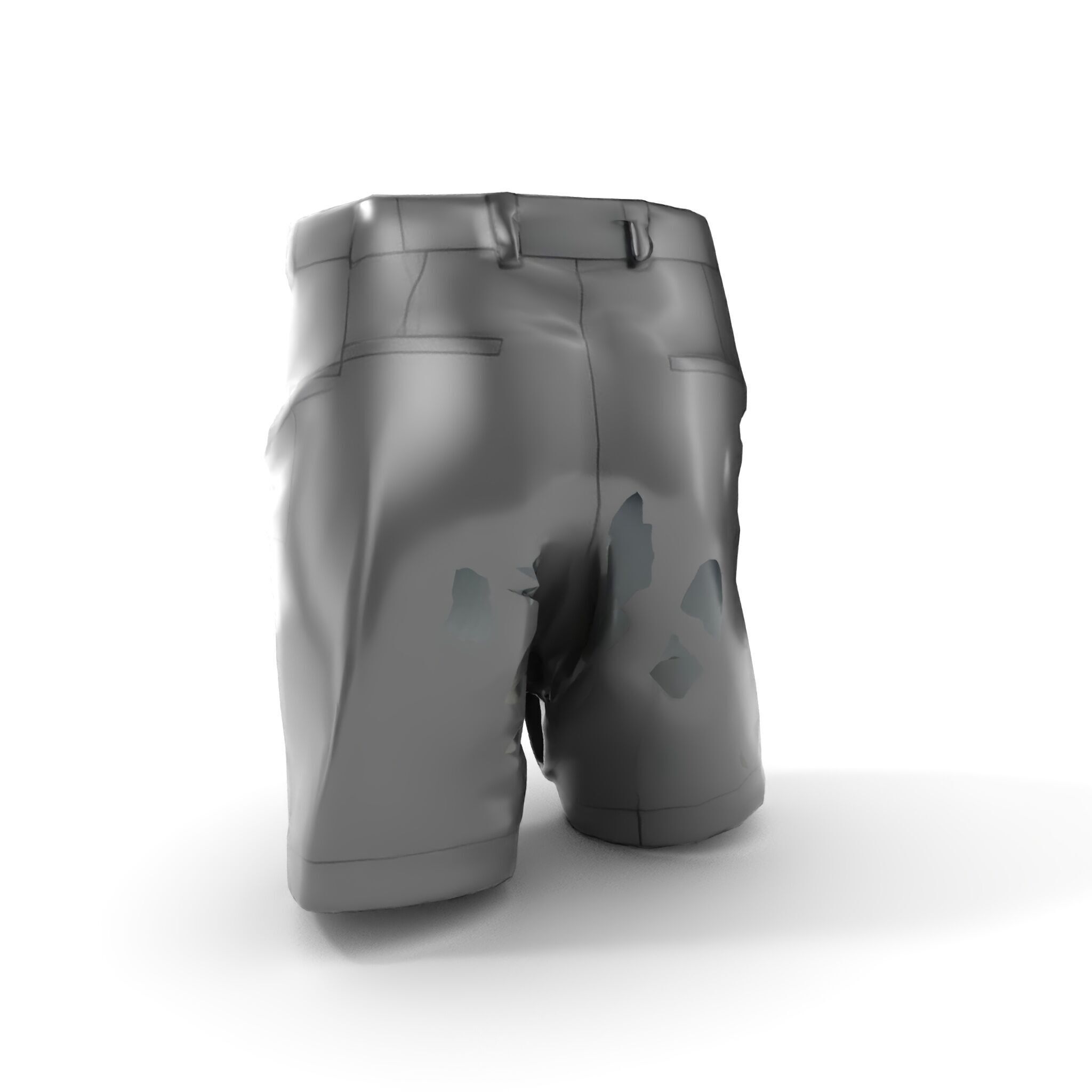 D Shorts Model Pack  Realistic Black Fabric Low-poly 3D model_17
