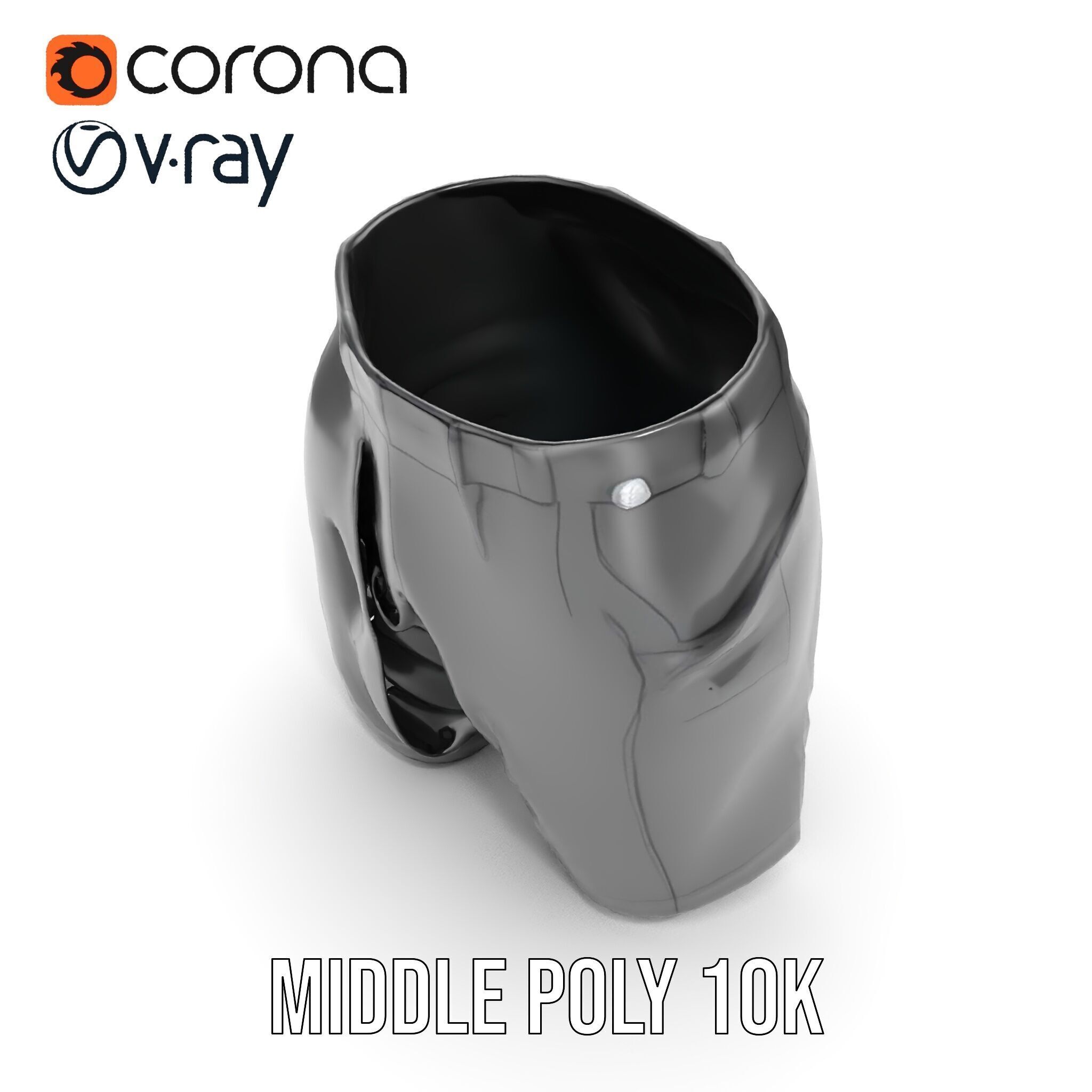 D Shorts Model Pack  Realistic Black Fabric Low-poly 3D model_6