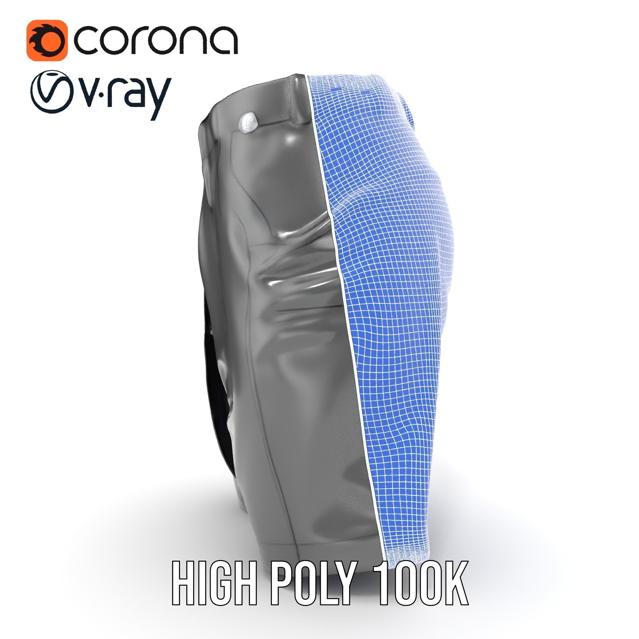 D Shorts Model Pack  Realistic Black Fabric Low-poly 3D model_37