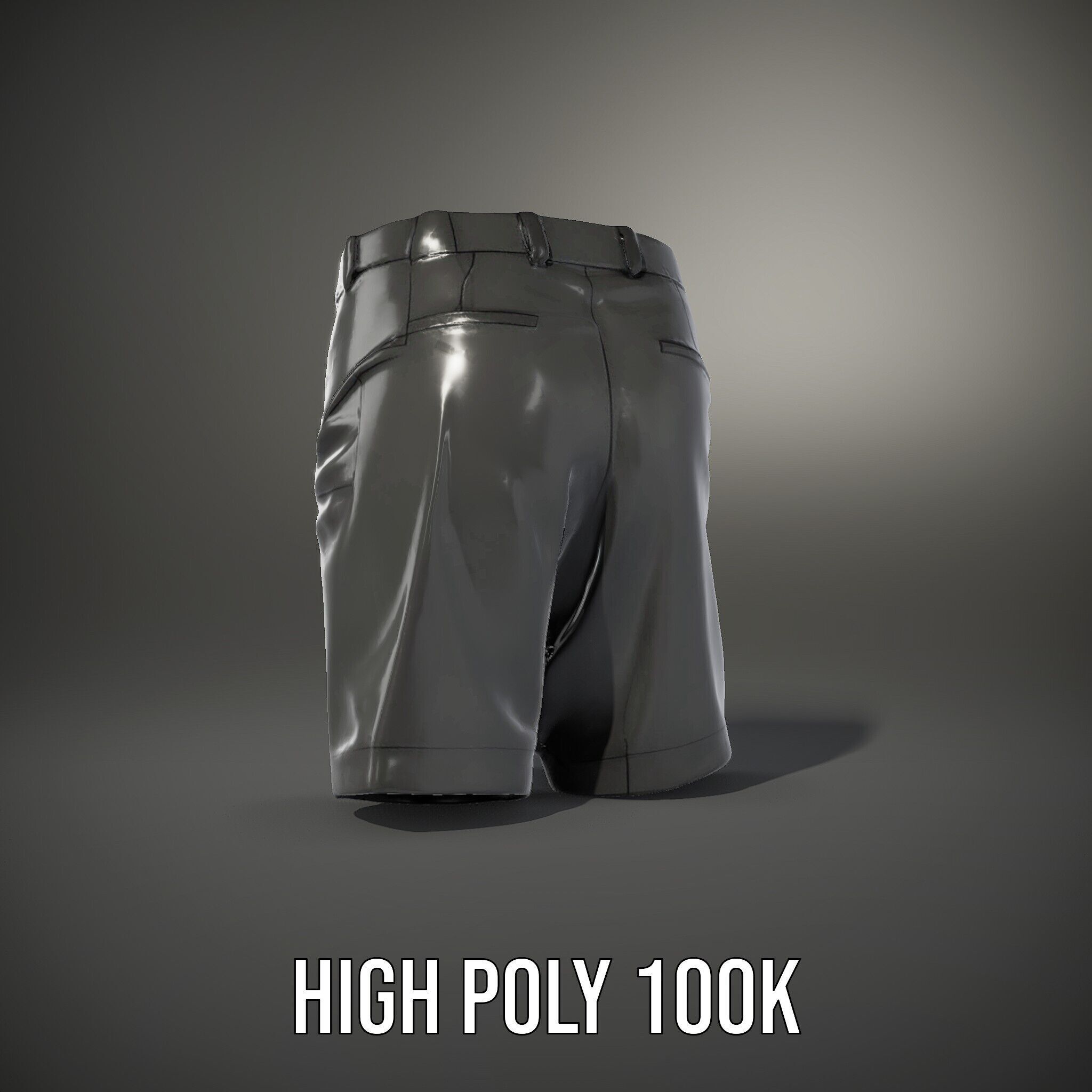 D Shorts Model Pack  Realistic Black Fabric Low-poly 3D model_11