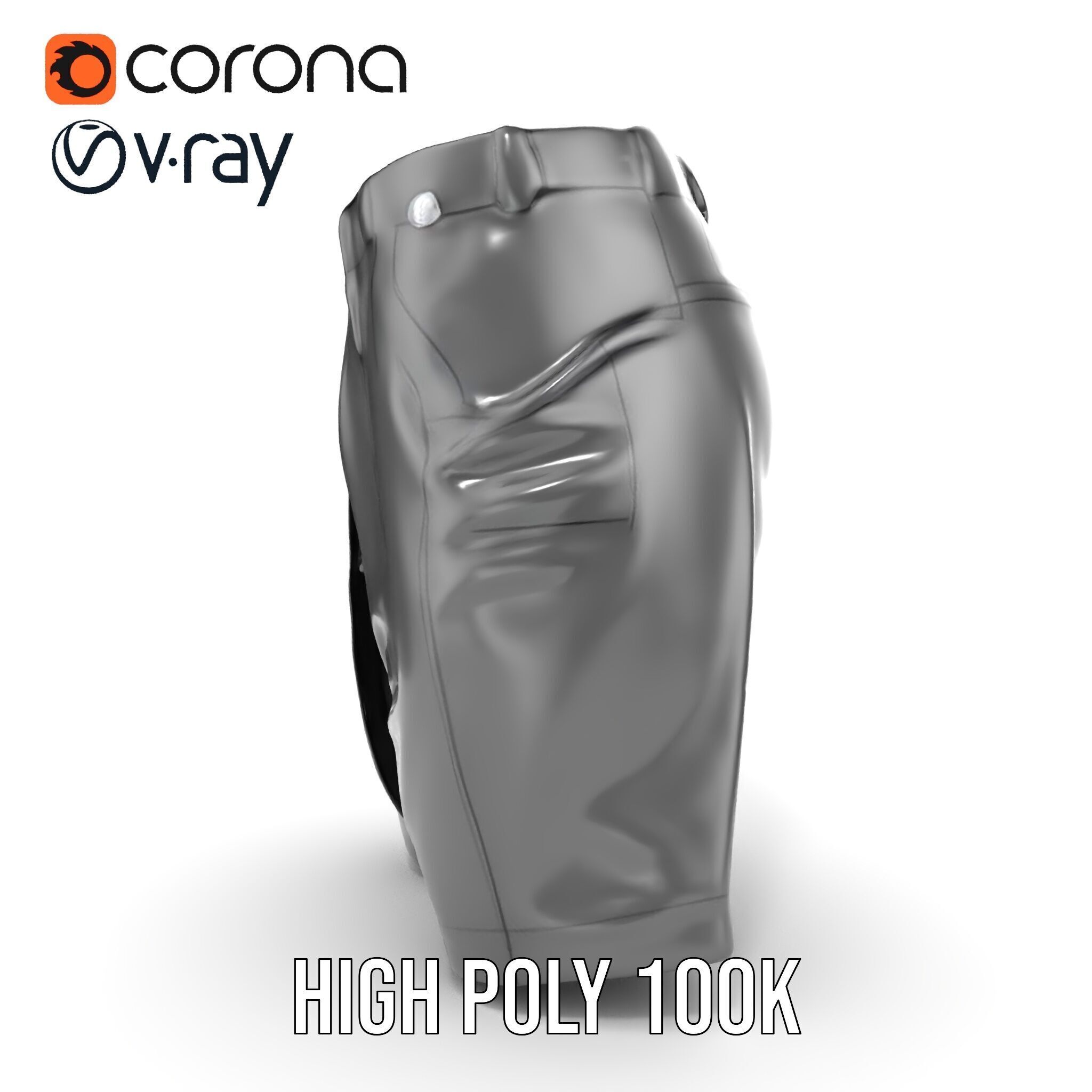 D Shorts Model Pack  Realistic Black Fabric Low-poly 3D model_21