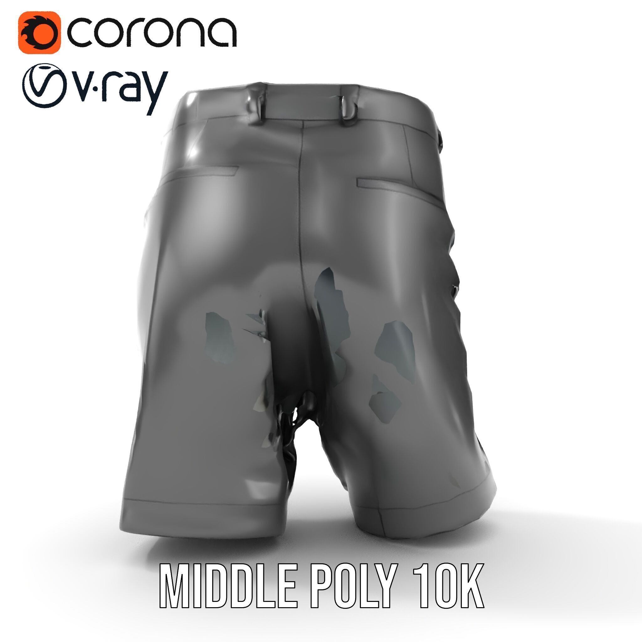 D Shorts Model Pack  Realistic Black Fabric Low-poly 3D model_15