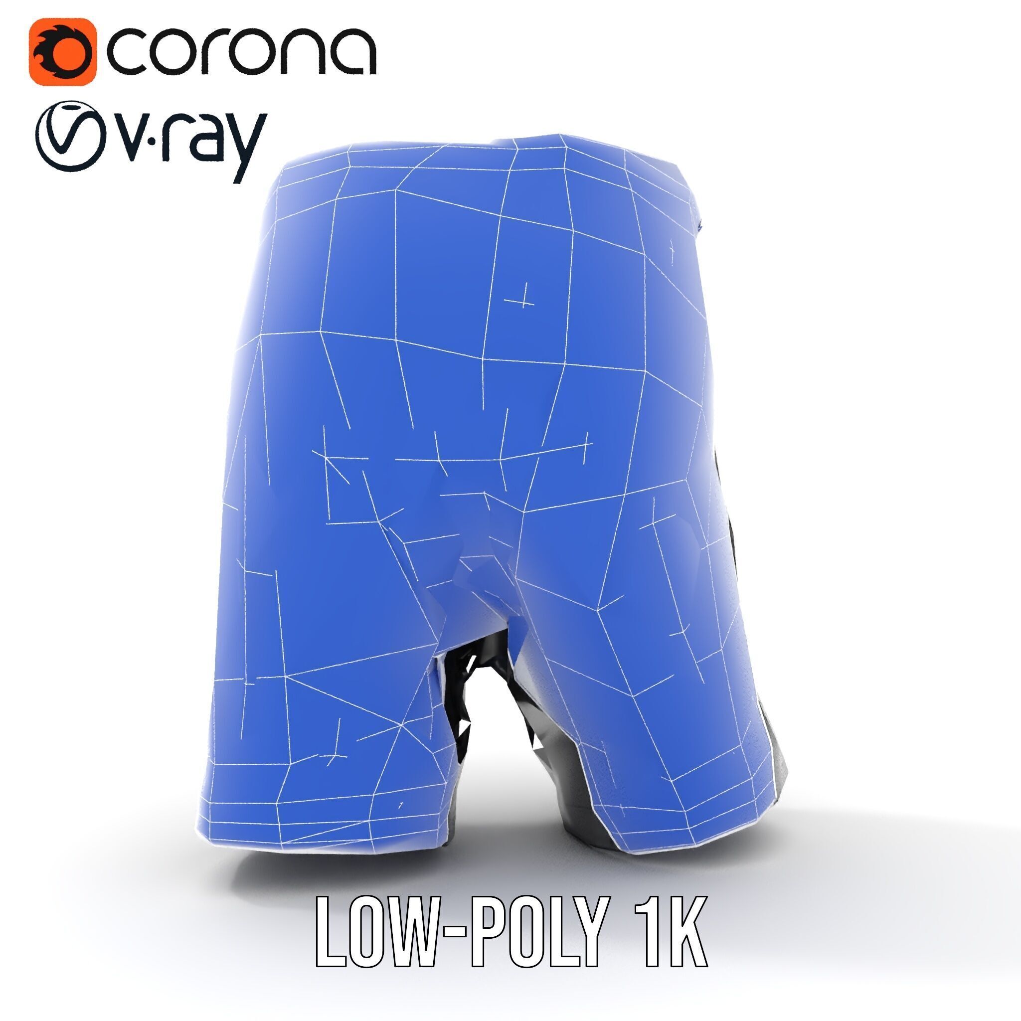 D Shorts Model Pack  Realistic Black Fabric Low-poly 3D model_31