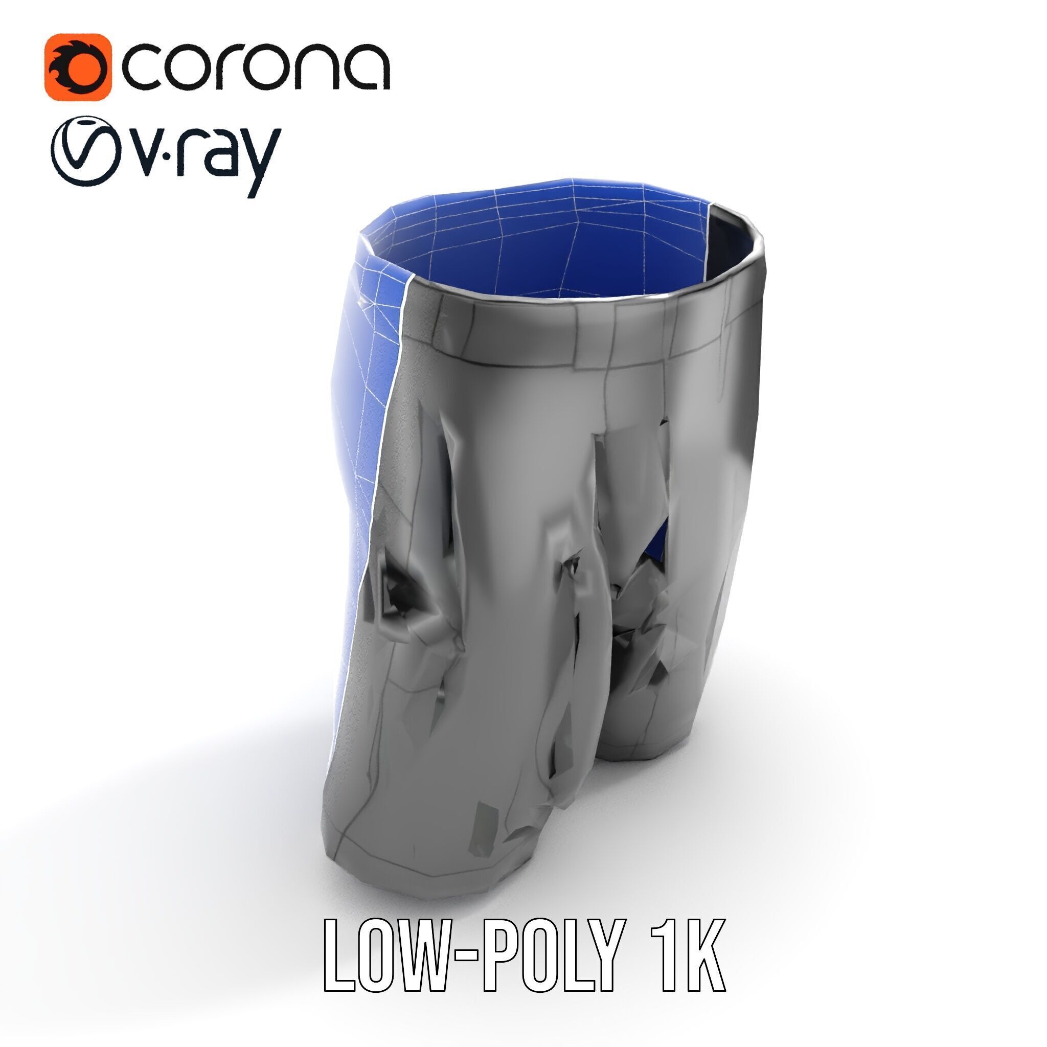 D Shorts Model Pack  Realistic Black Fabric Low-poly 3D model_20