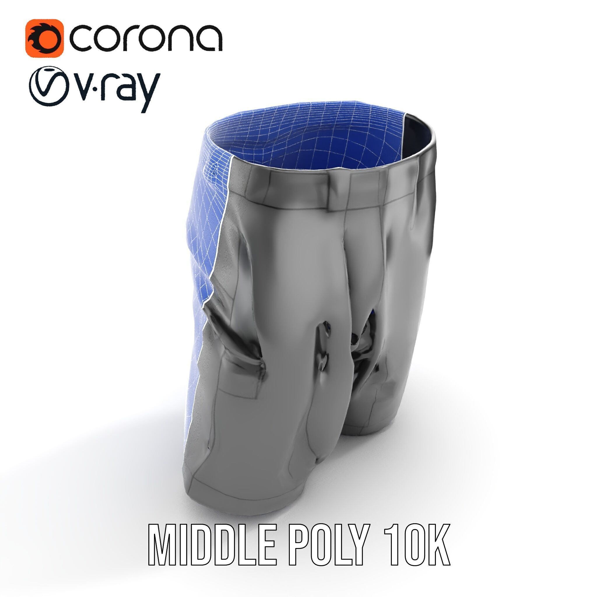 D Shorts Model Pack  Realistic Black Fabric Low-poly 3D model_19