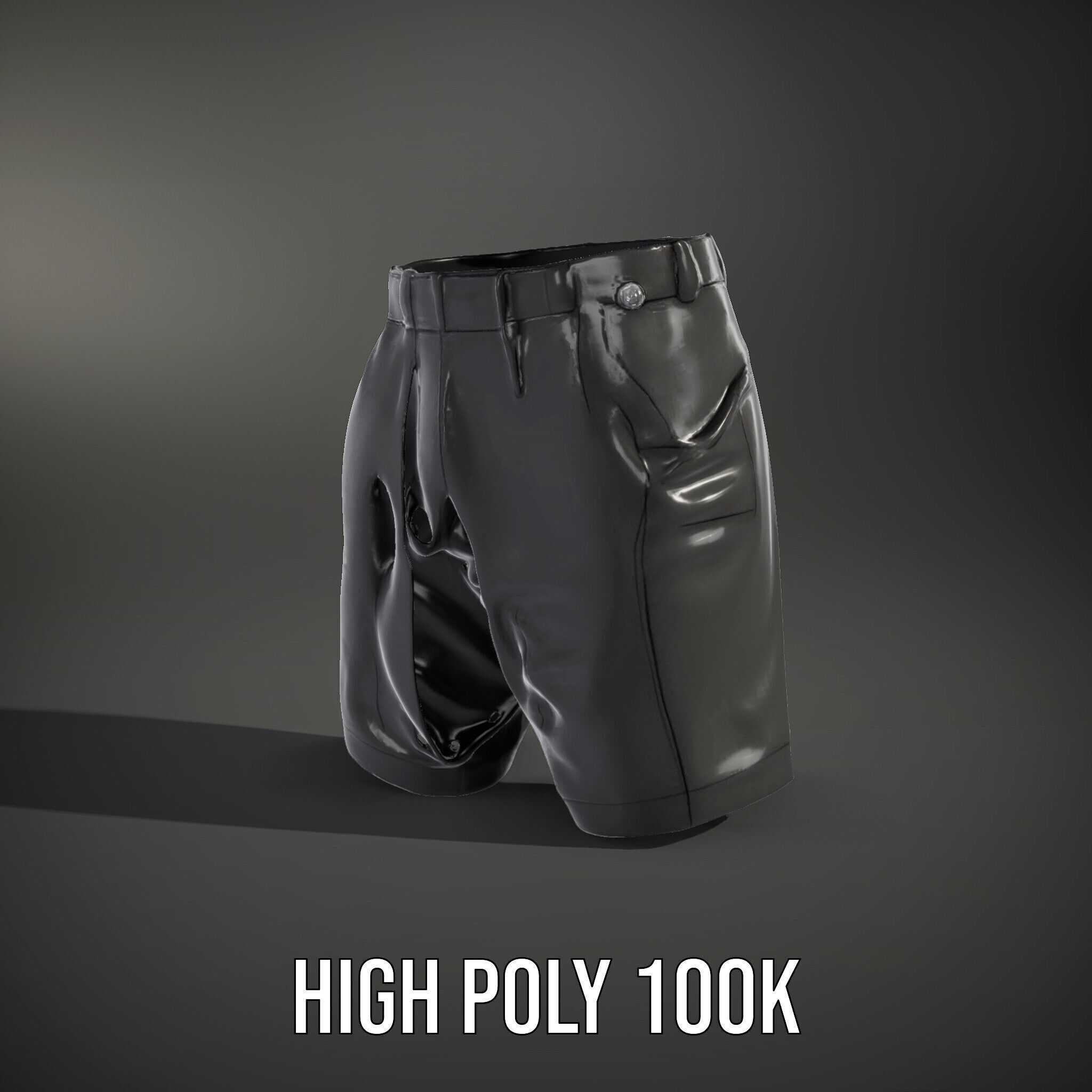 D Shorts Model Pack  Realistic Black Fabric Low-poly 3D model_8