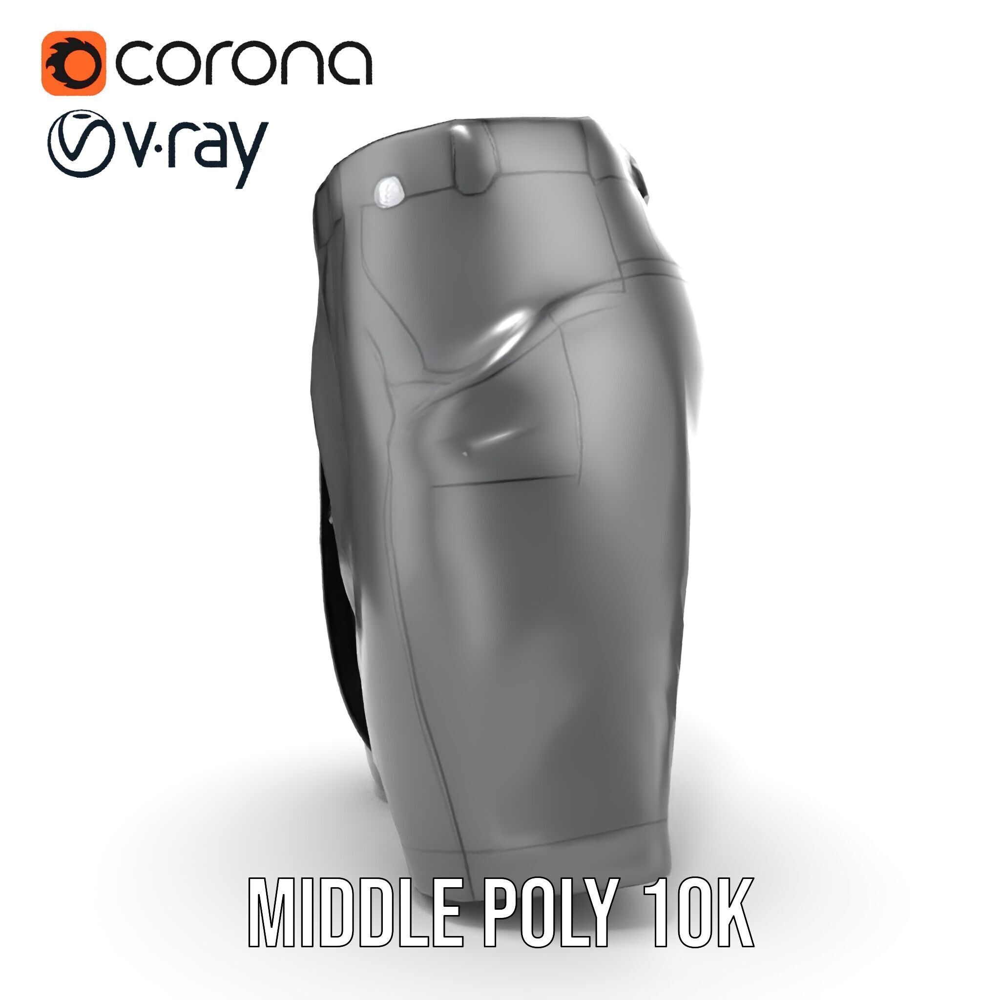 D Shorts Model Pack  Realistic Black Fabric Low-poly 3D model_12