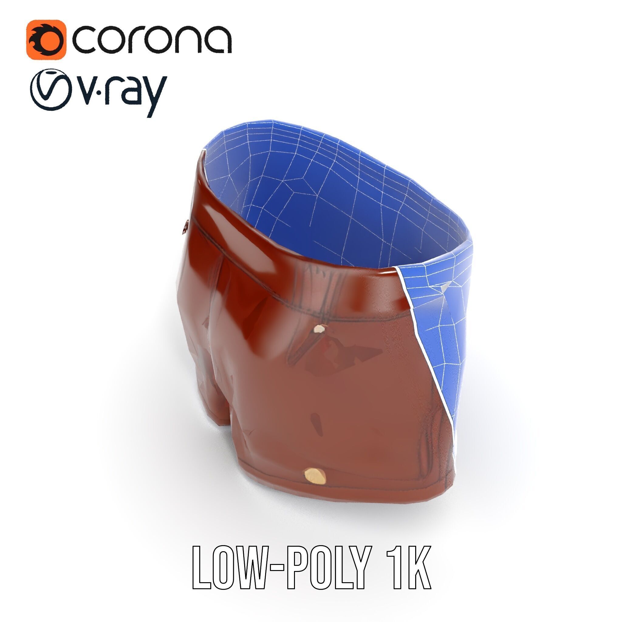 Stylish Leather Shorts Model Pack for Realistic Rendering Low-poly 3D model_26