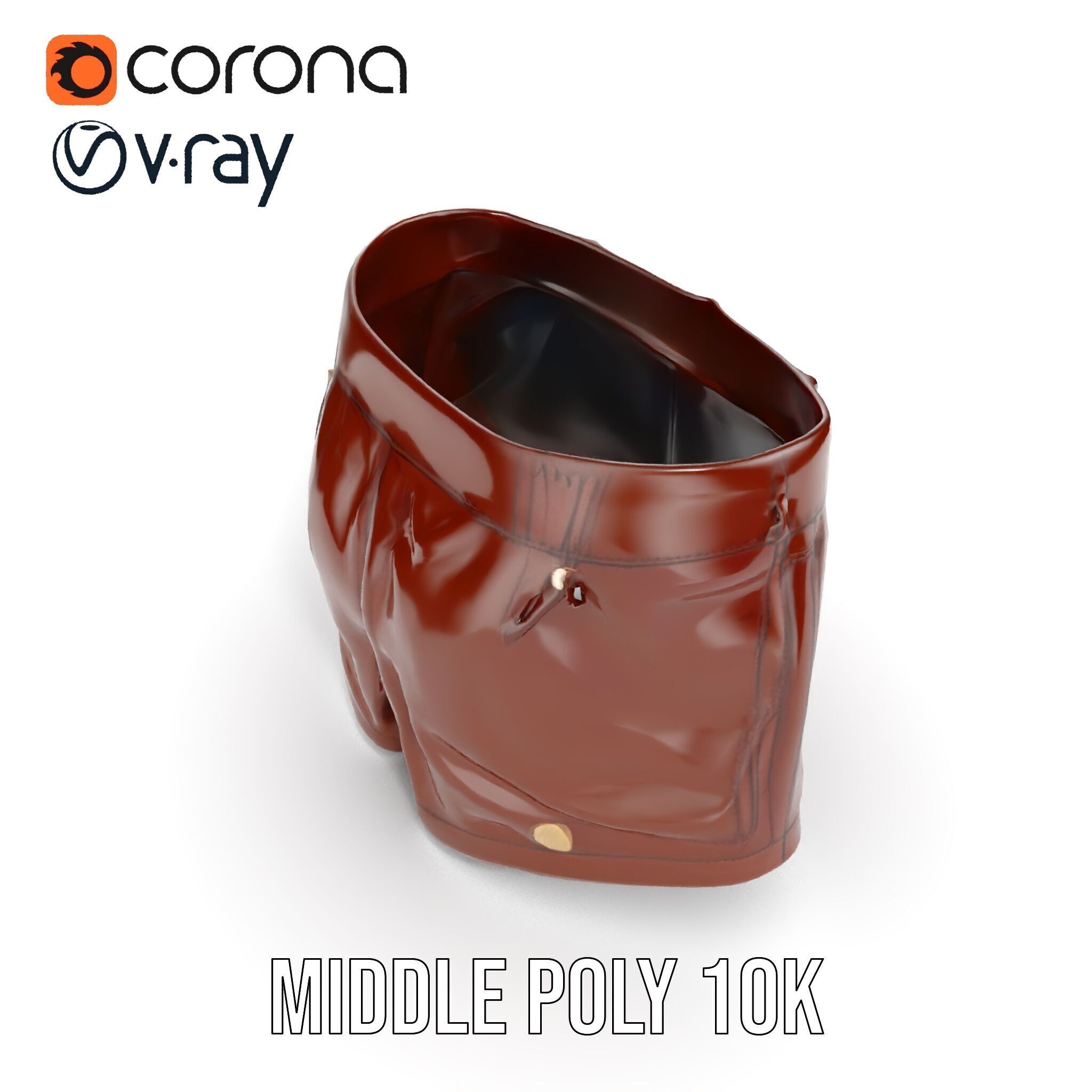 Stylish Leather Shorts Model Pack for Realistic Rendering Low-poly 3D model_12