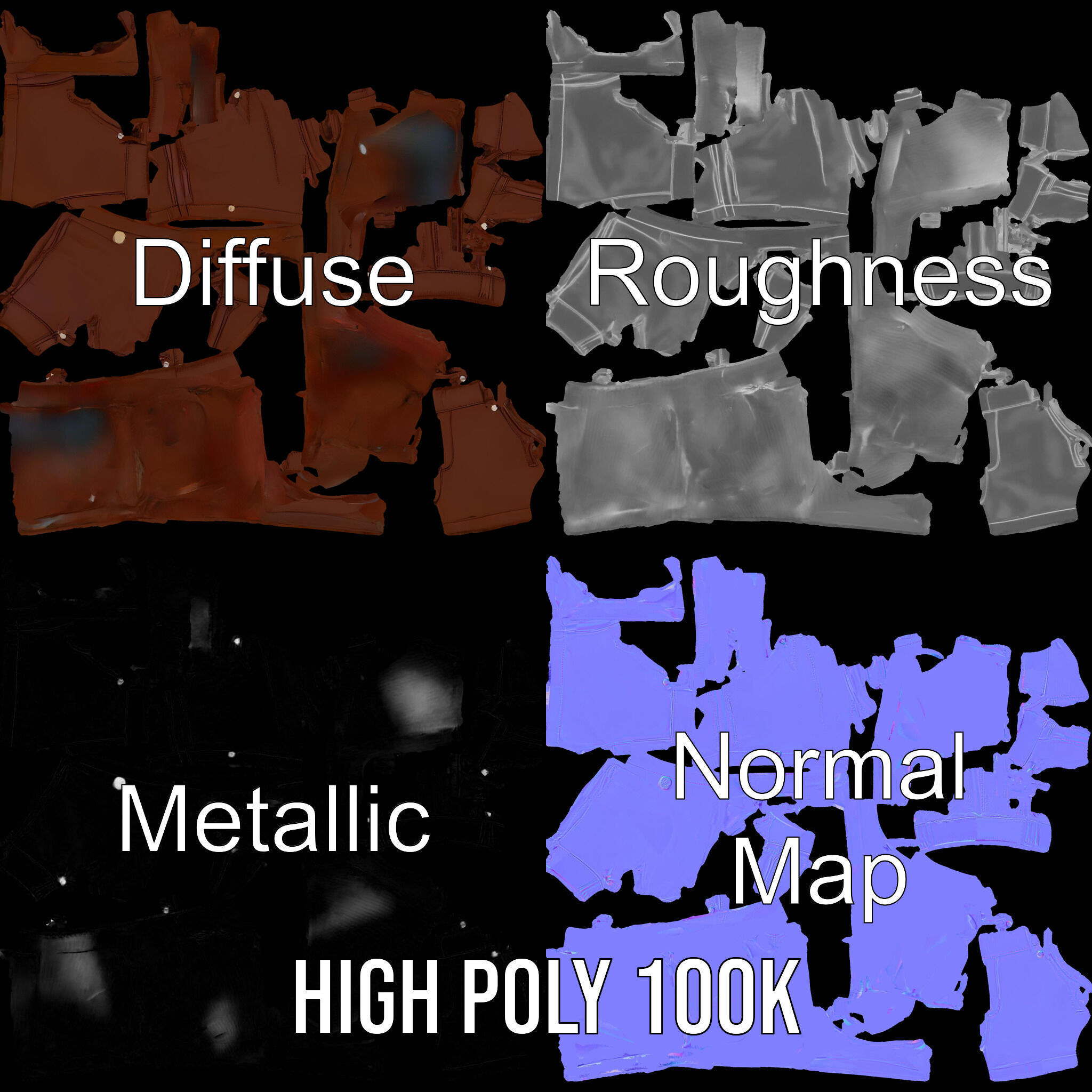 Stylish Leather Shorts Model Pack for Realistic Rendering Low-poly 3D model_3