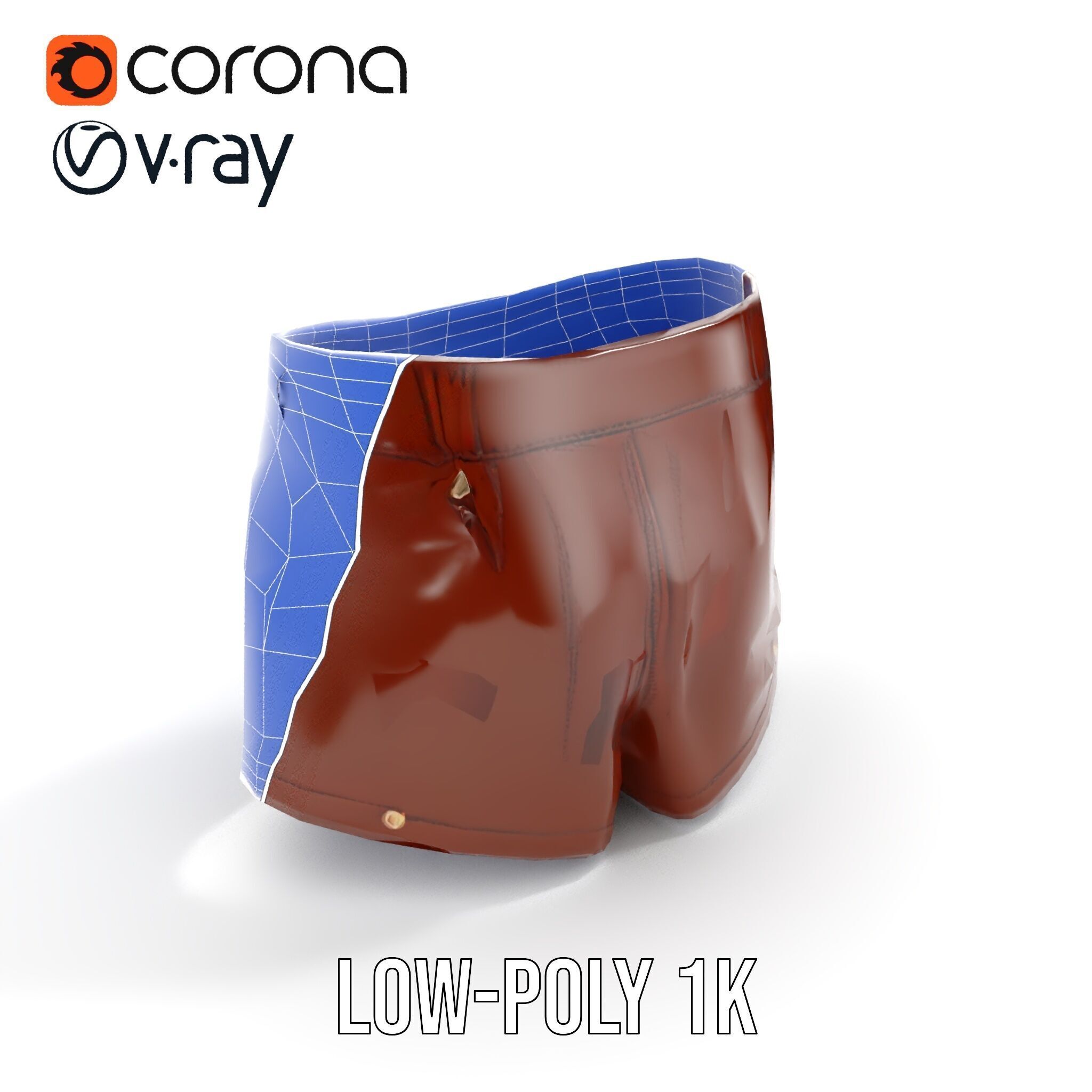 Stylish Leather Shorts Model Pack for Realistic Rendering Low-poly 3D model_23