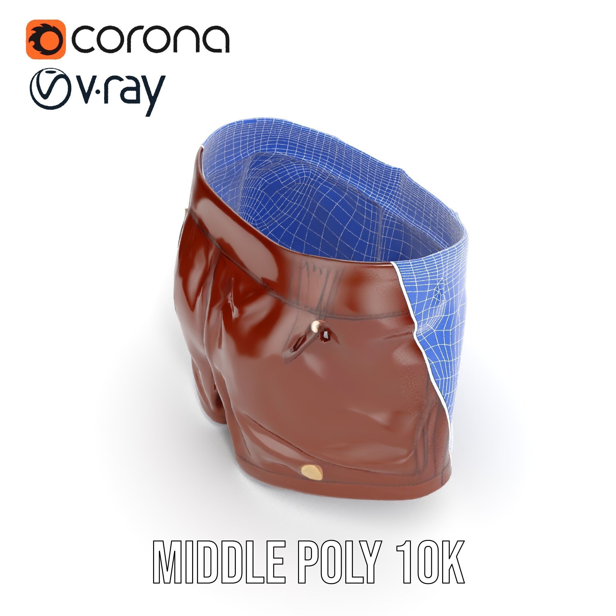 Stylish Leather Shorts Model Pack for Realistic Rendering Low-poly 3D model_22