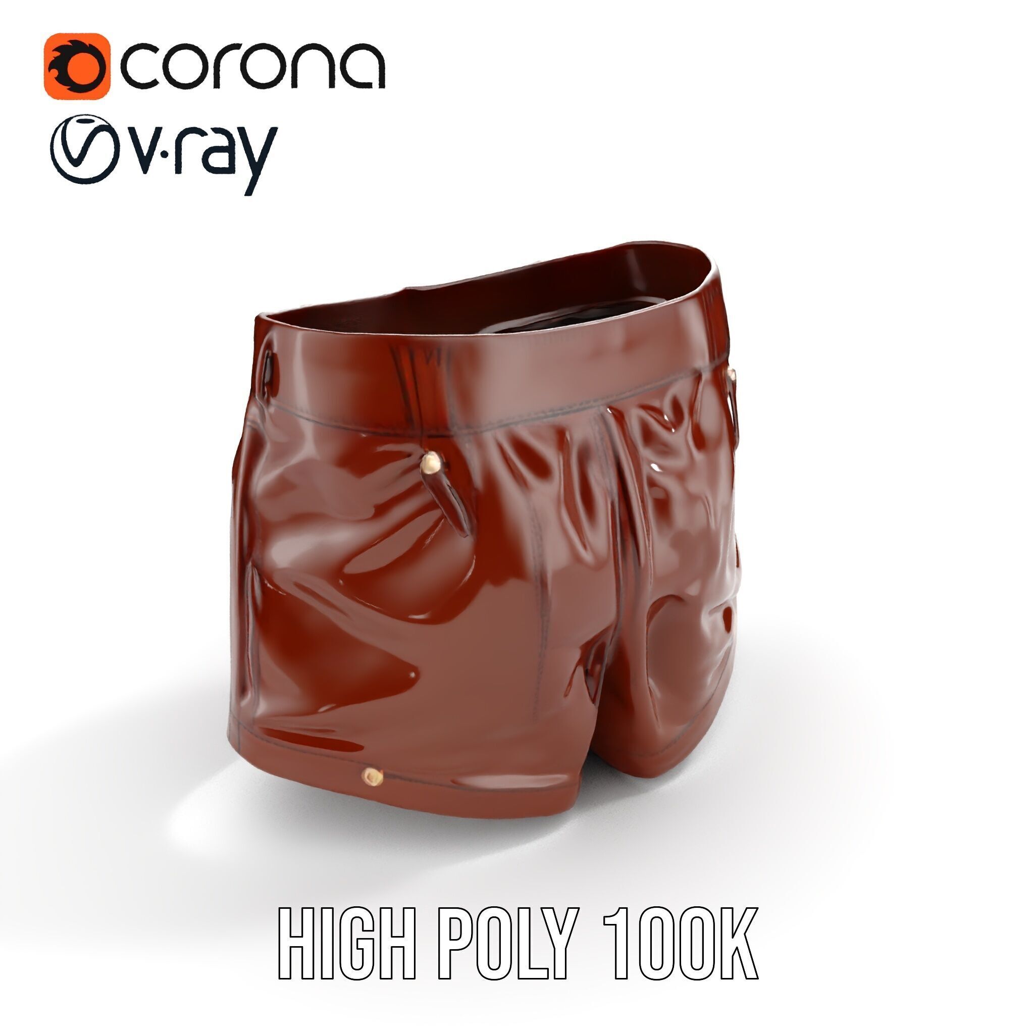 Stylish Leather Shorts Model Pack for Realistic Rendering Low-poly 3D model_21