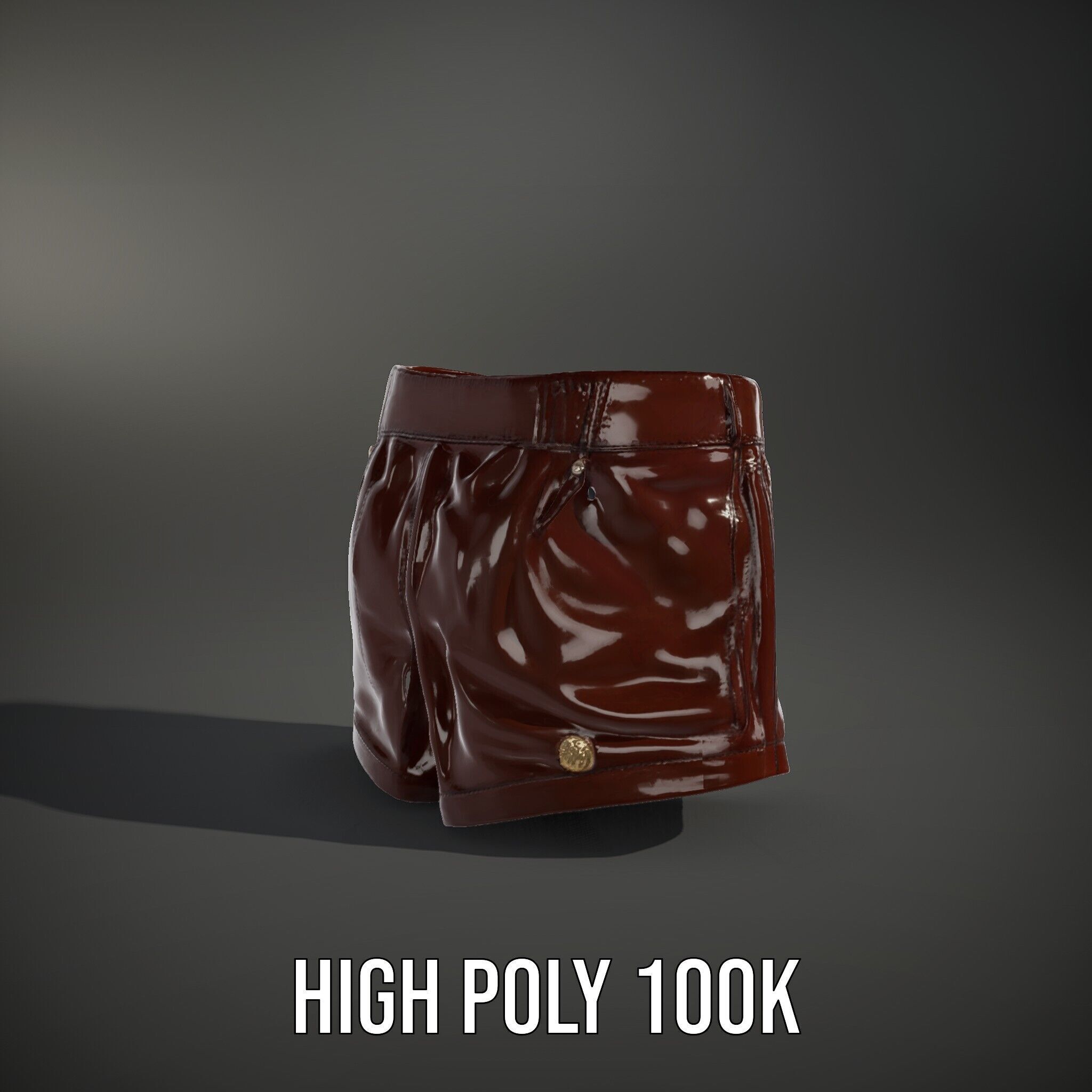 Stylish Leather Shorts Model Pack for Realistic Rendering Low-poly 3D model_8