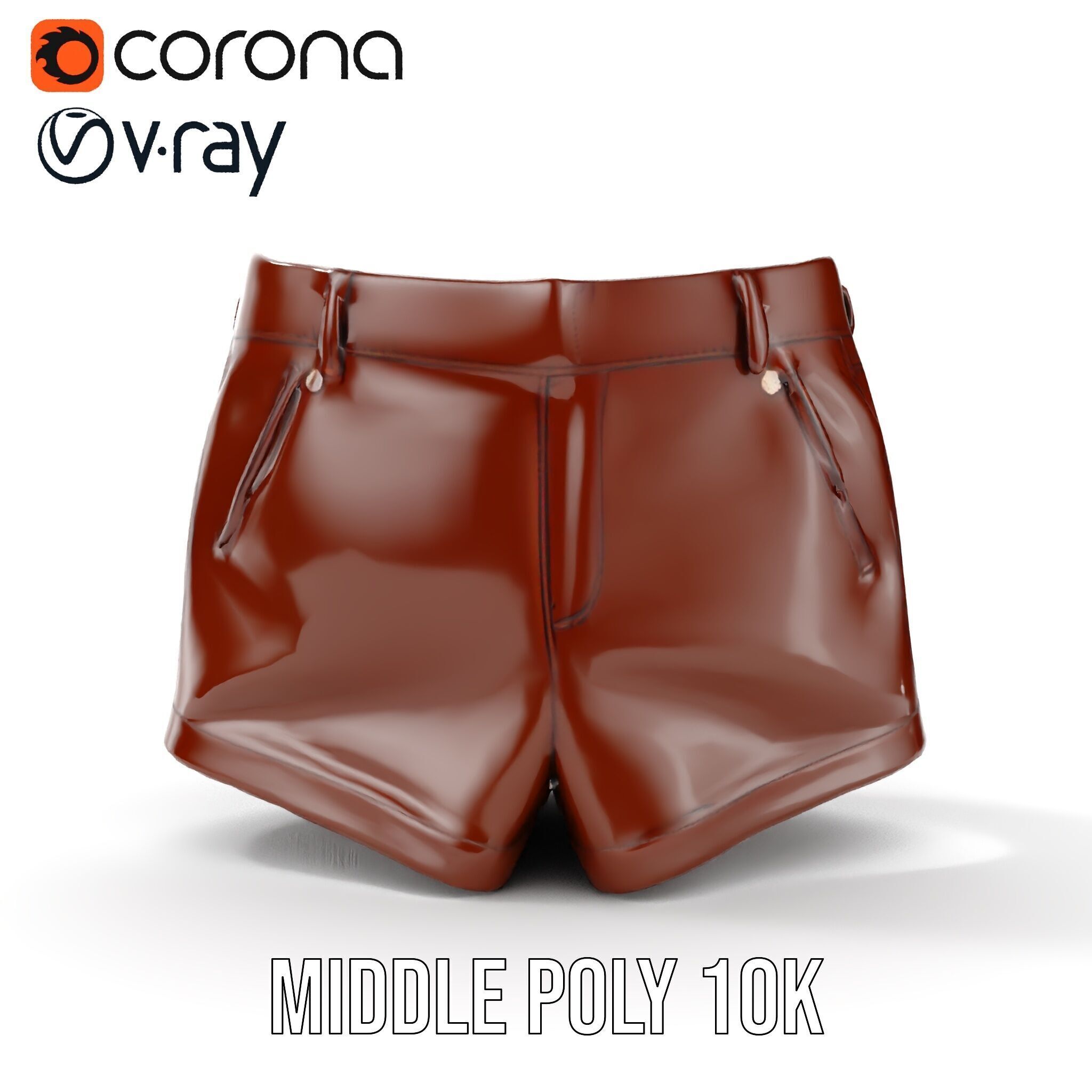 Stylish Leather Shorts Model Pack for Realistic Rendering Low-poly 3D model_17