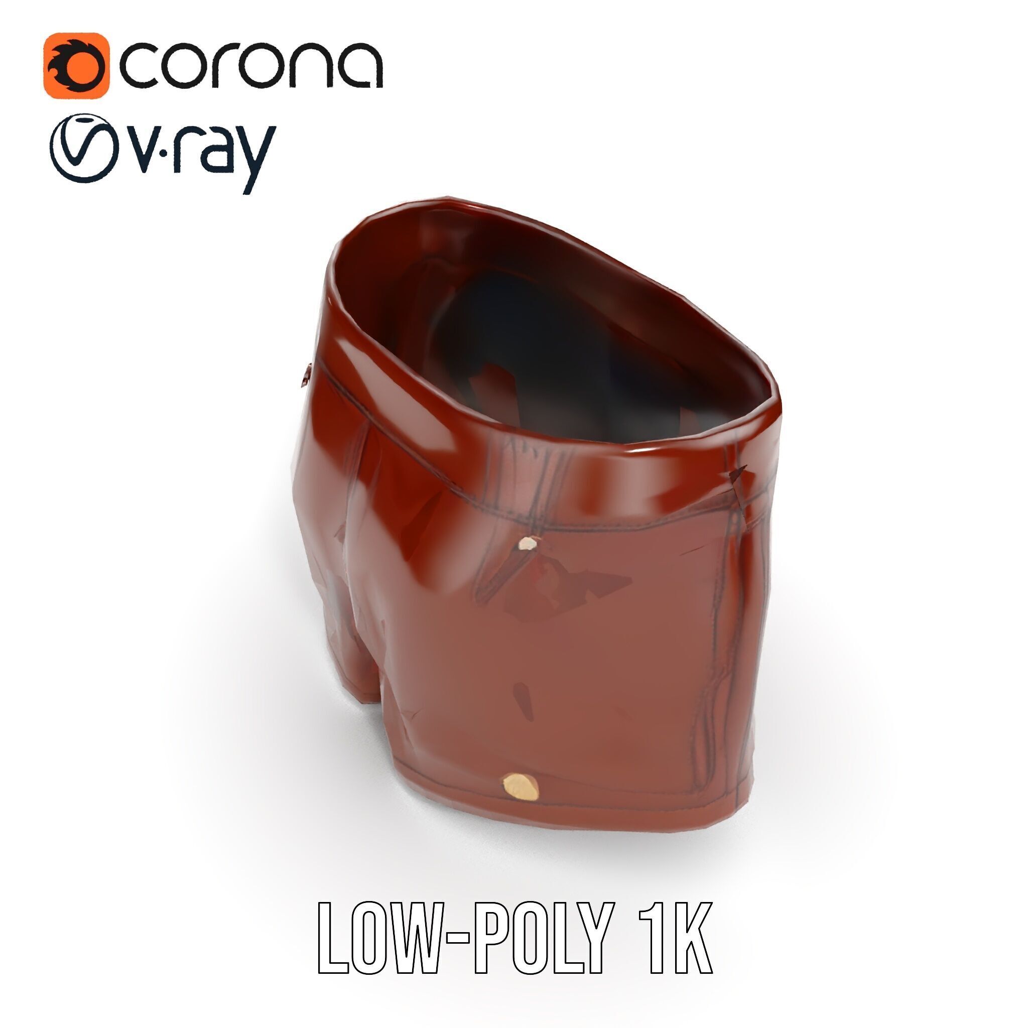 Stylish Leather Shorts Model Pack for Realistic Rendering Low-poly 3D model_13