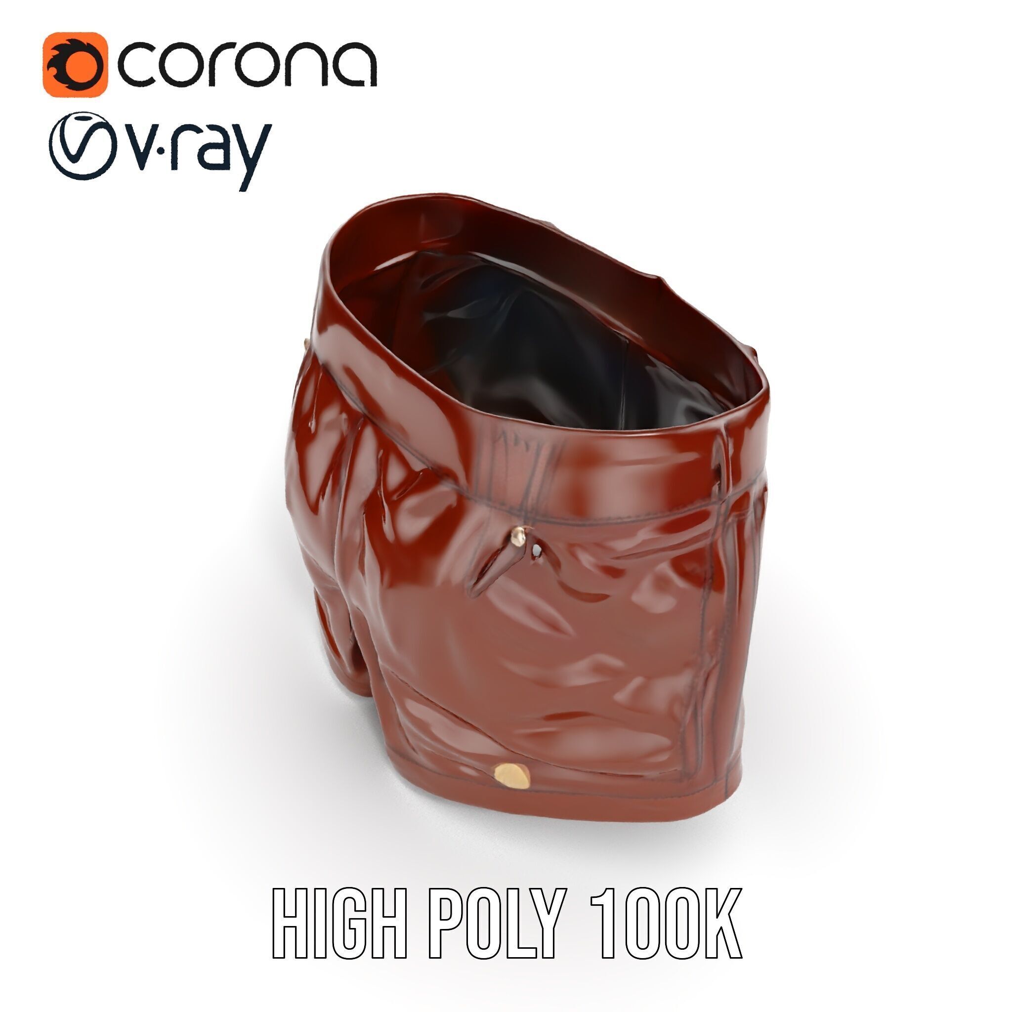 Stylish Leather Shorts Model Pack for Realistic Rendering Low-poly 3D model_24