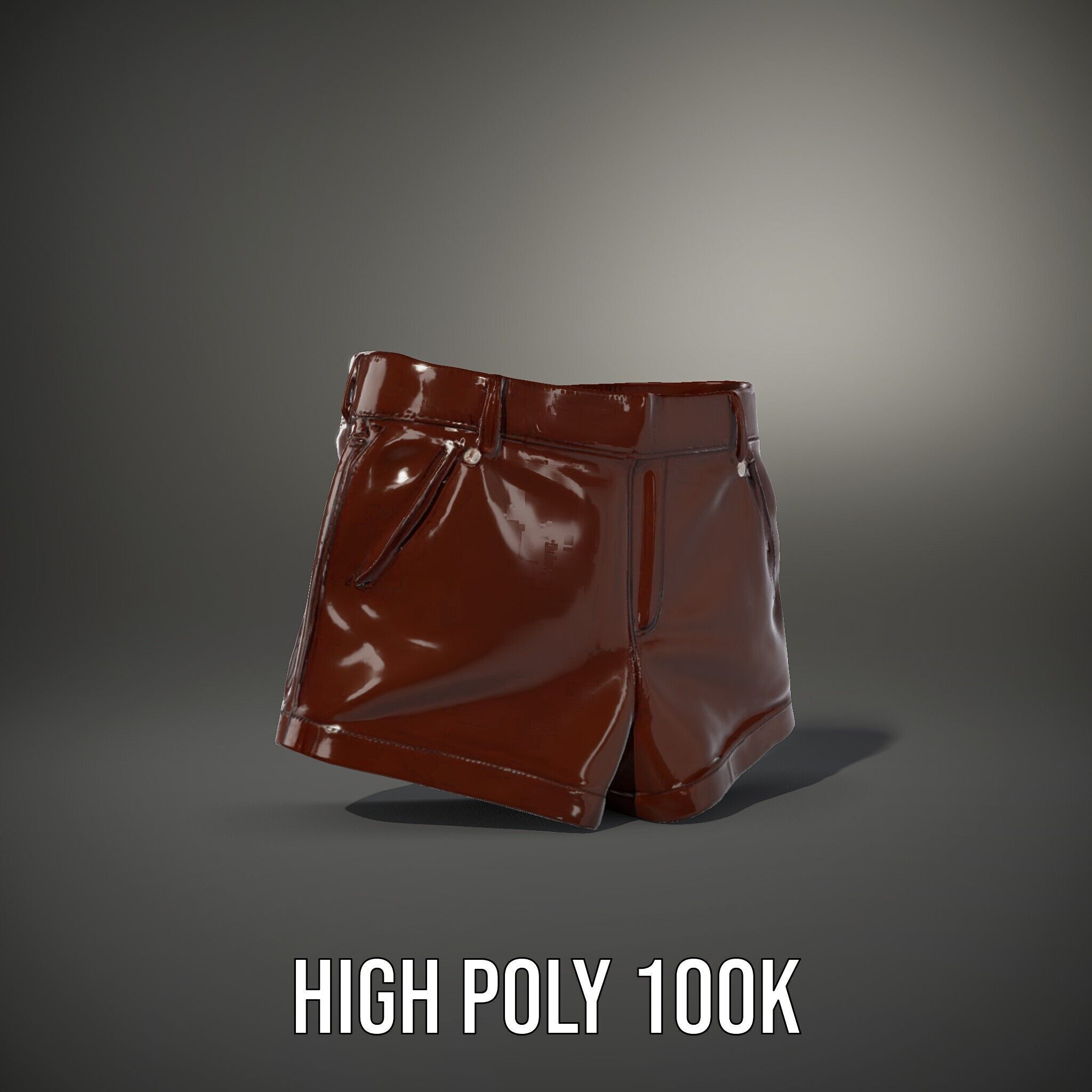 Stylish Leather Shorts Model Pack for Realistic Rendering Low-poly 3D model_14