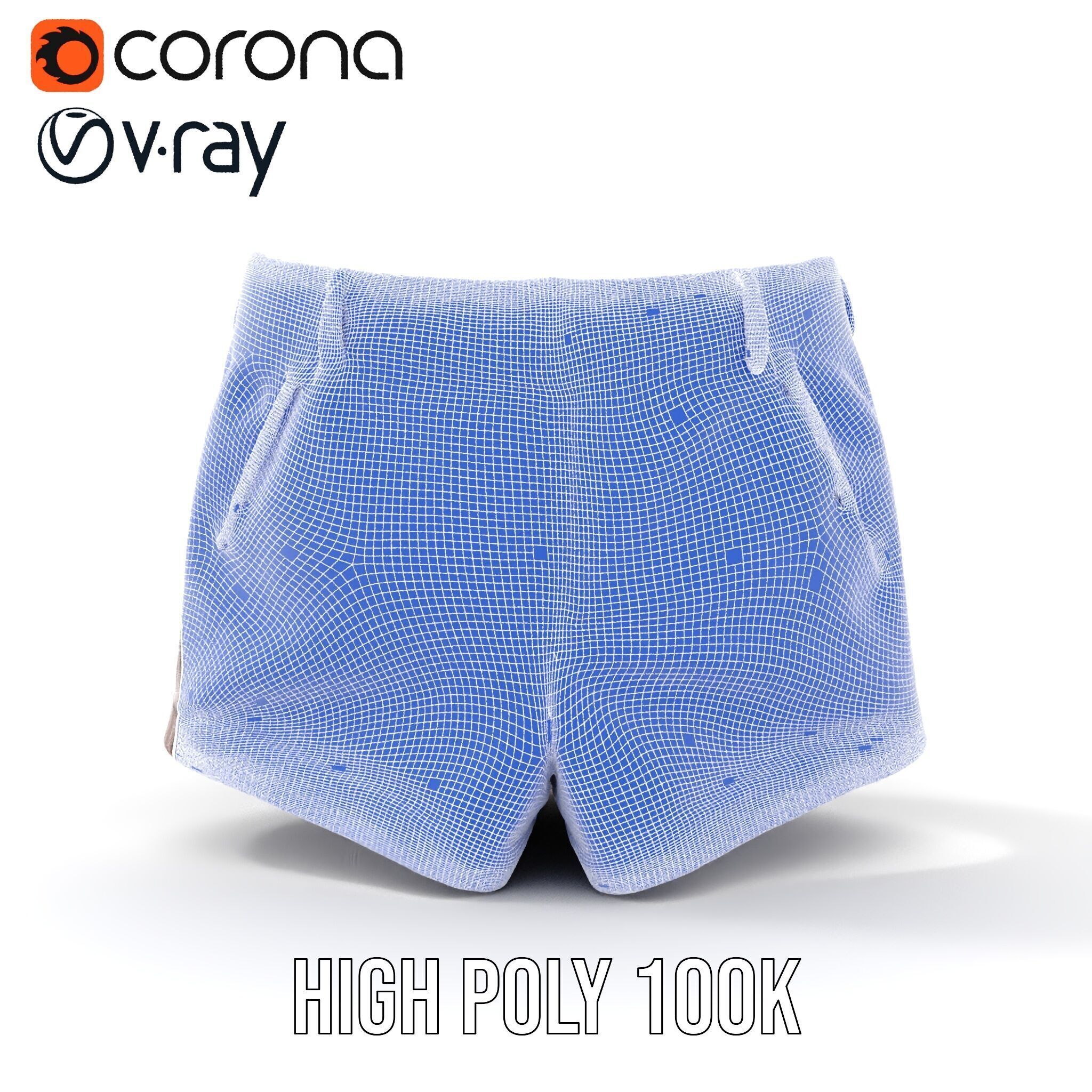 Stylish Leather Shorts Model Pack for Realistic Rendering Low-poly 3D model_37