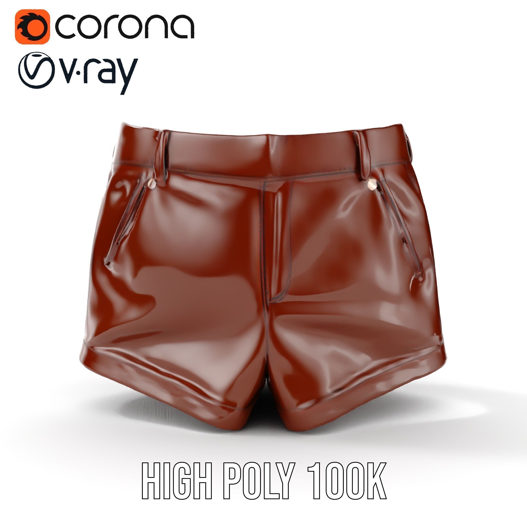 Stylish Leather Shorts Model Pack for Realistic Rendering Low-poly 3D model_27