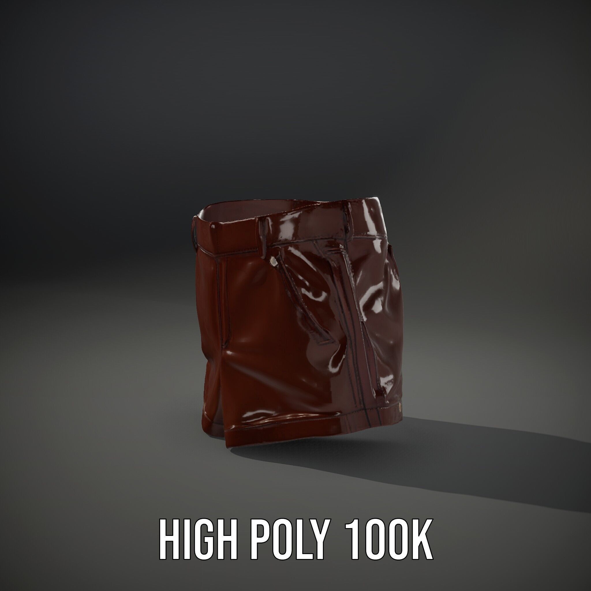 Stylish Leather Shorts Model Pack for Realistic Rendering Low-poly 3D model_11