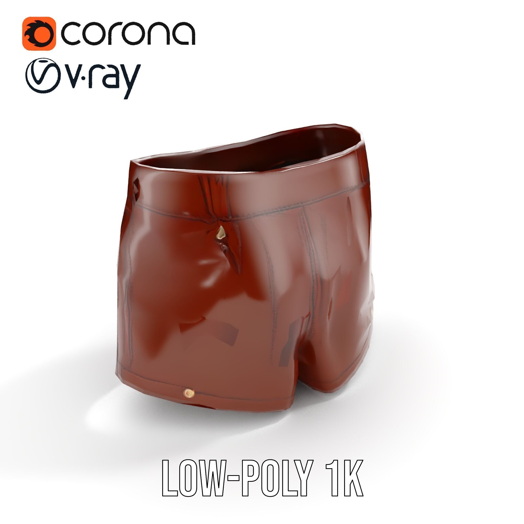 Stylish Leather Shorts Model Pack for Realistic Rendering Low-poly 3D model_10