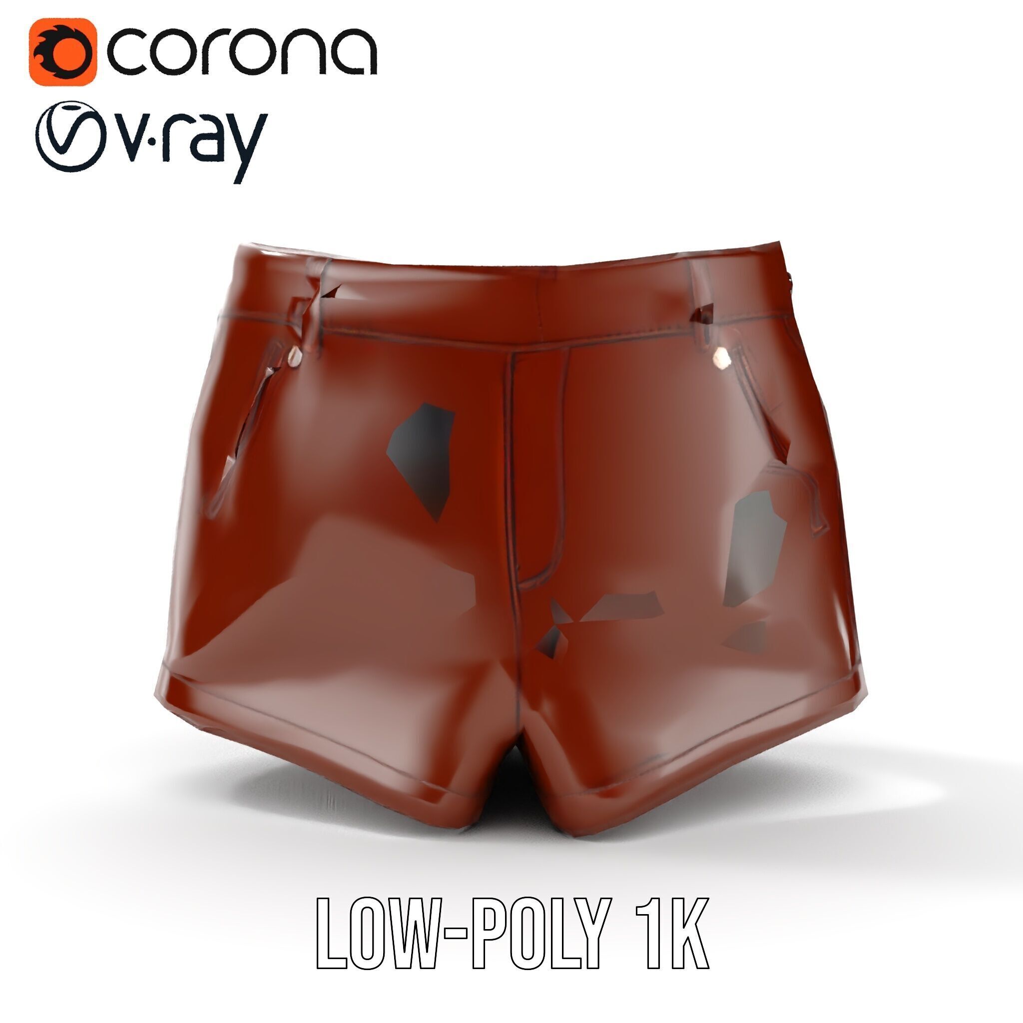 Stylish Leather Shorts Model Pack for Realistic Rendering Low-poly 3D model_16
