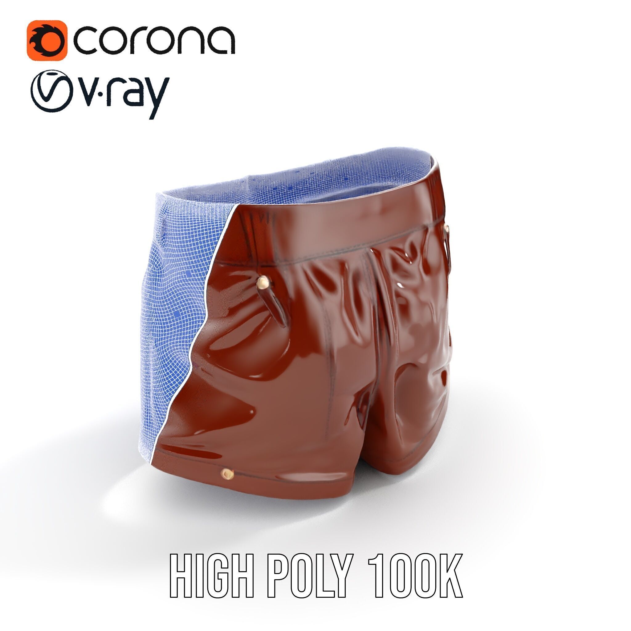 Stylish Leather Shorts Model Pack for Realistic Rendering Low-poly 3D model_35