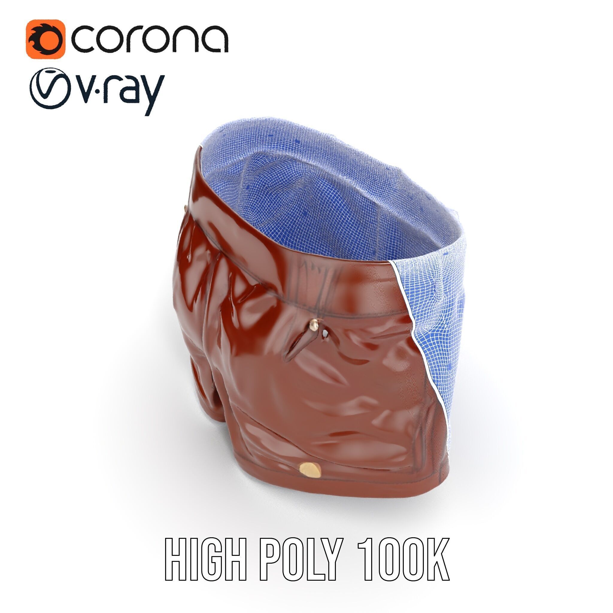 Stylish Leather Shorts Model Pack for Realistic Rendering Low-poly 3D model_32