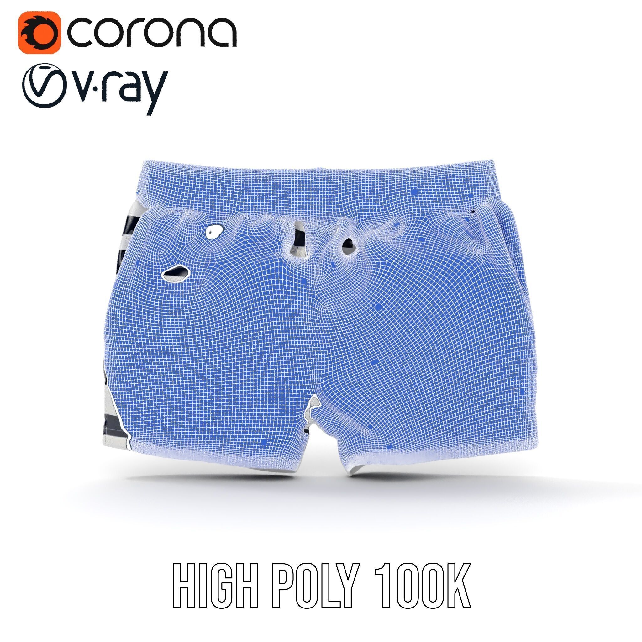 Striped Swim Shorts D Model Pack Low-poly 3D model_33