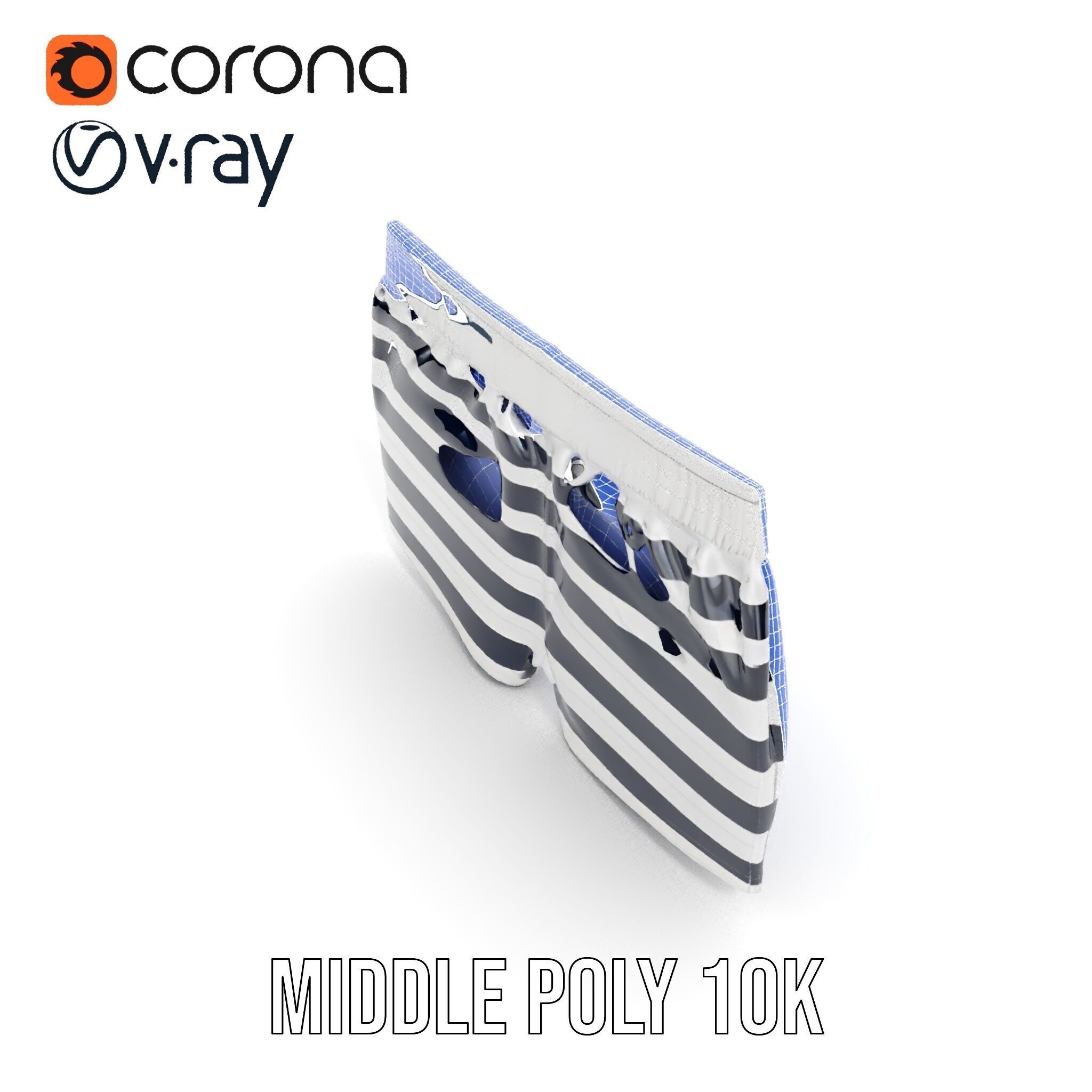 Striped Swim Shorts D Model Pack Low-poly 3D model_17
