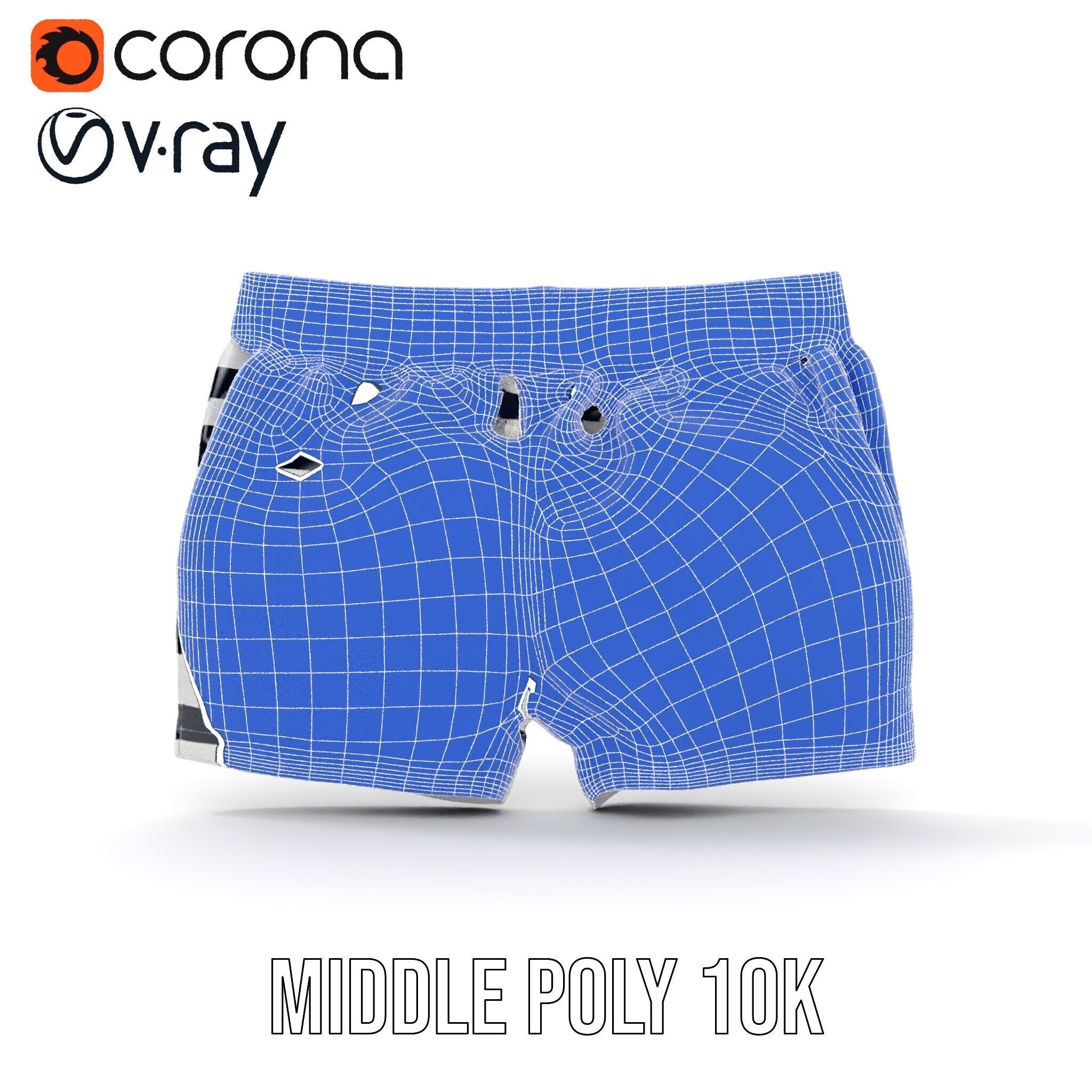 Striped Swim Shorts D Model Pack Low-poly 3D model_28