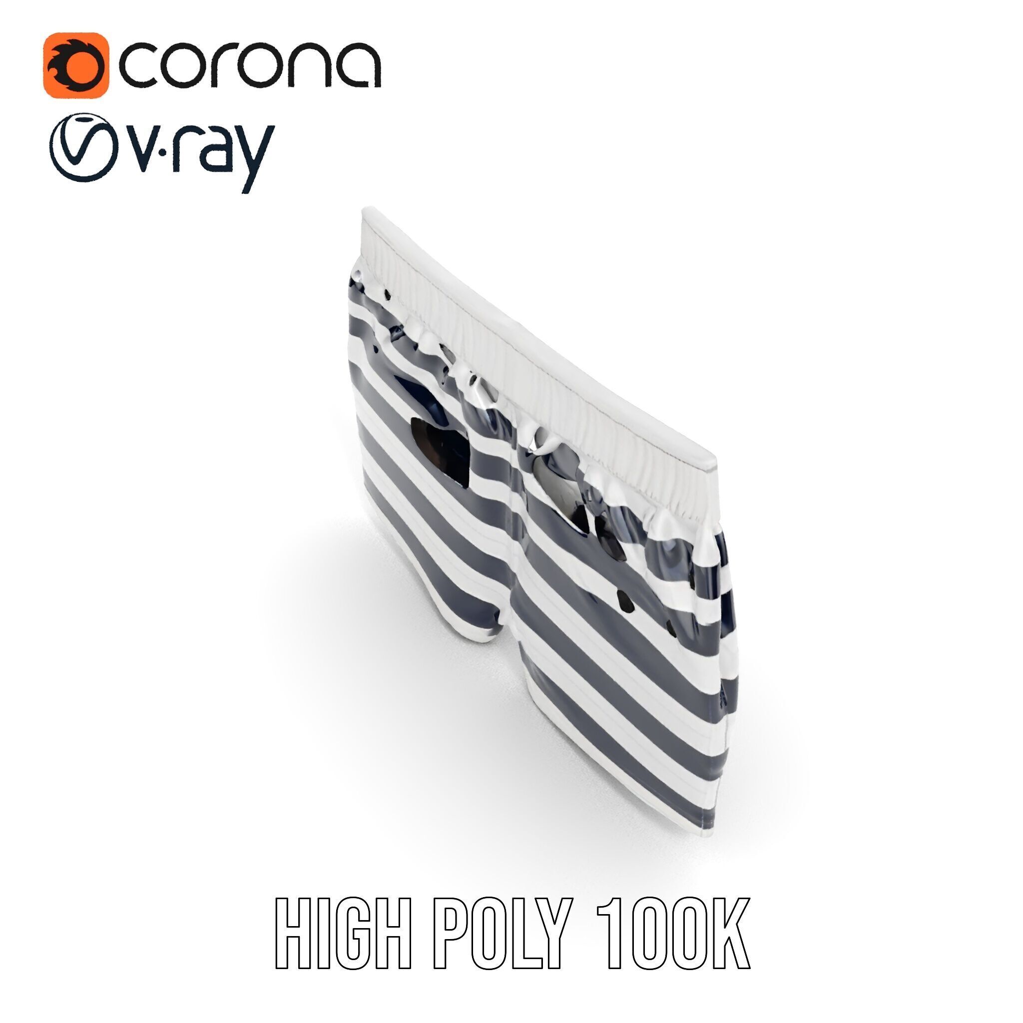 Striped Swim Shorts D Model Pack Low-poly 3D model_24