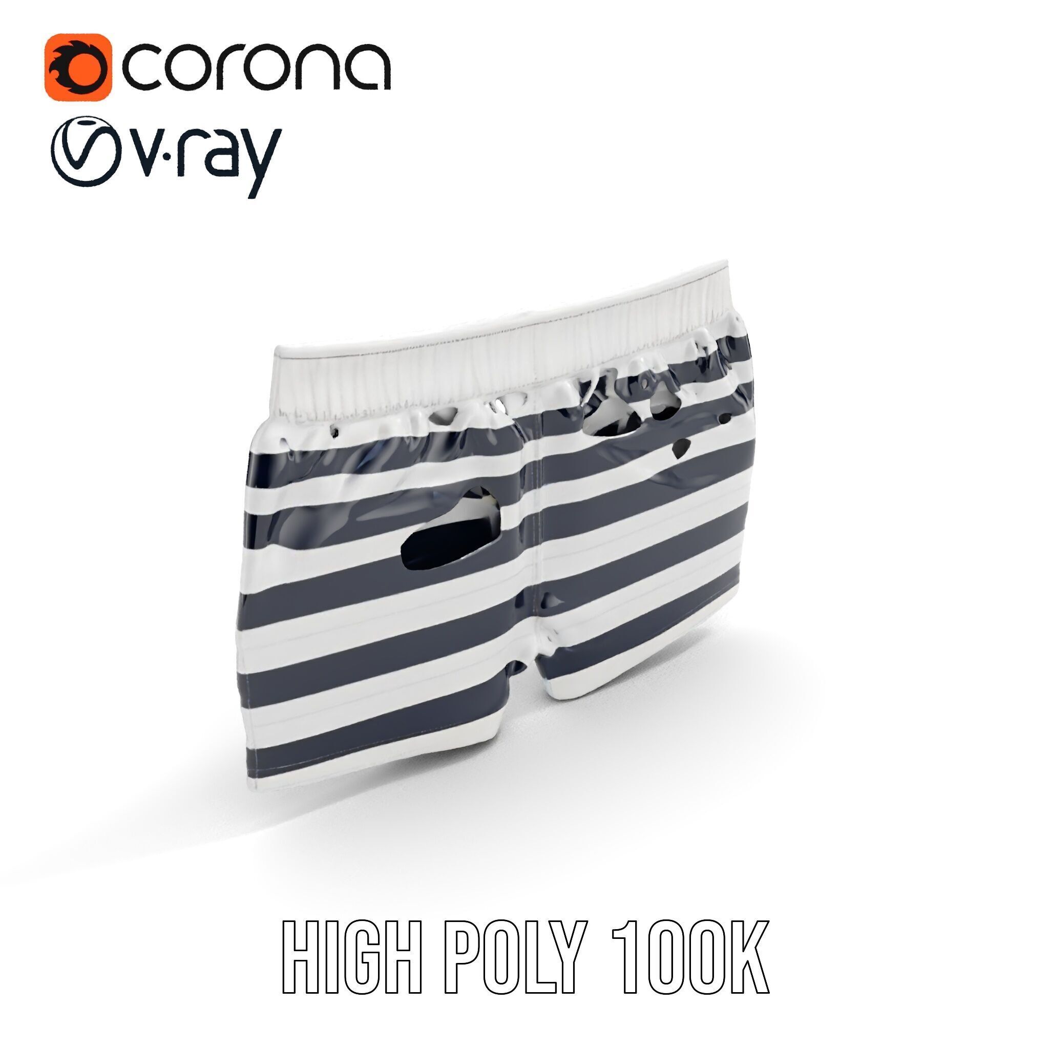 Striped Swim Shorts D Model Pack Low-poly 3D model_19