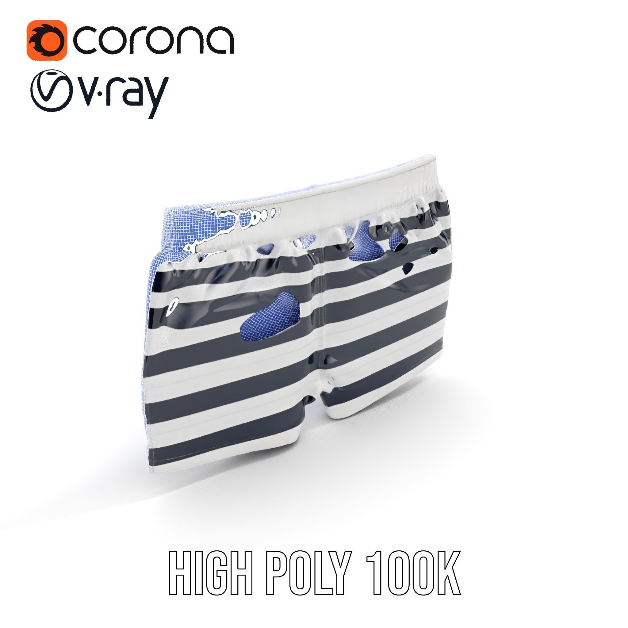 Striped Swim Shorts D Model Pack Low-poly 3D model_36