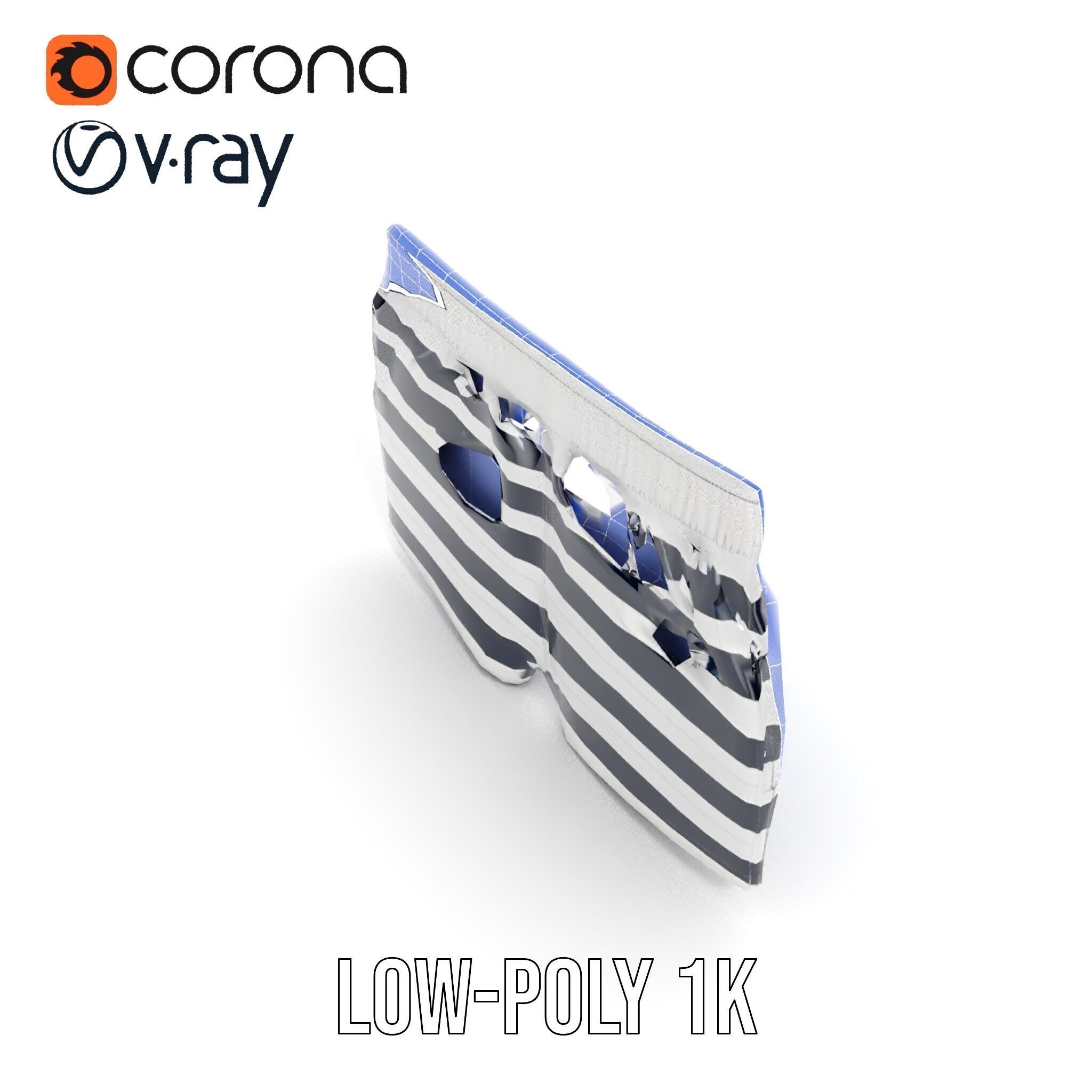 Striped Swim Shorts D Model Pack Low-poly 3D model_26