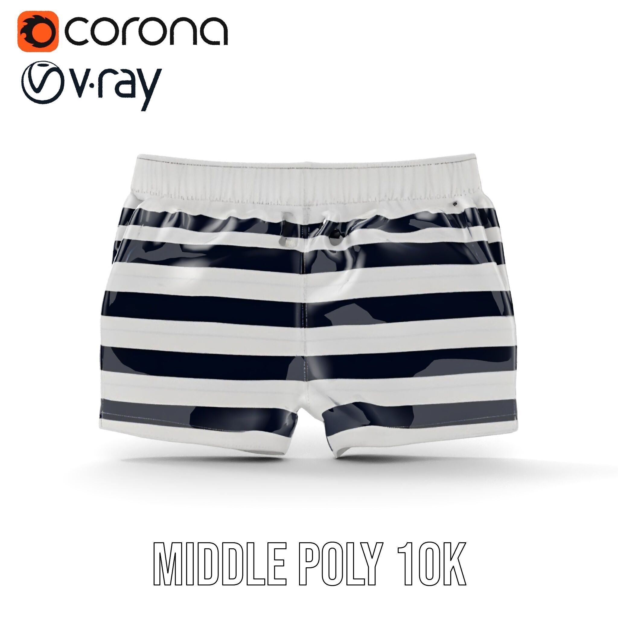 Striped Swim Shorts D Model Pack Low-poly 3D model_20